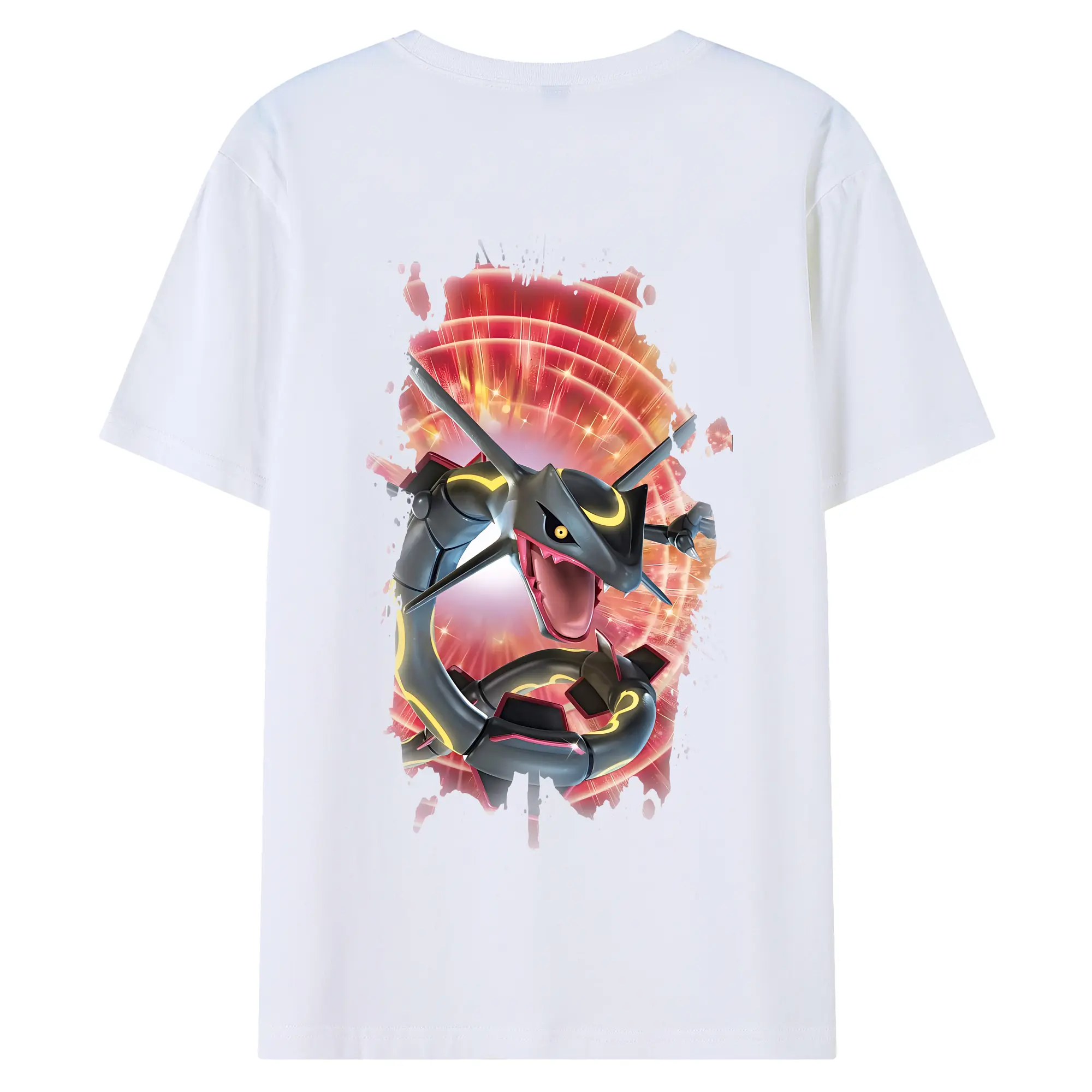 ポケモン グッズ,レックウザ - 綿100％ 半袖Tシャツ ・ バックプリント ・ 快適 通気性 ・ 日常使い 散歩 スポーツ用