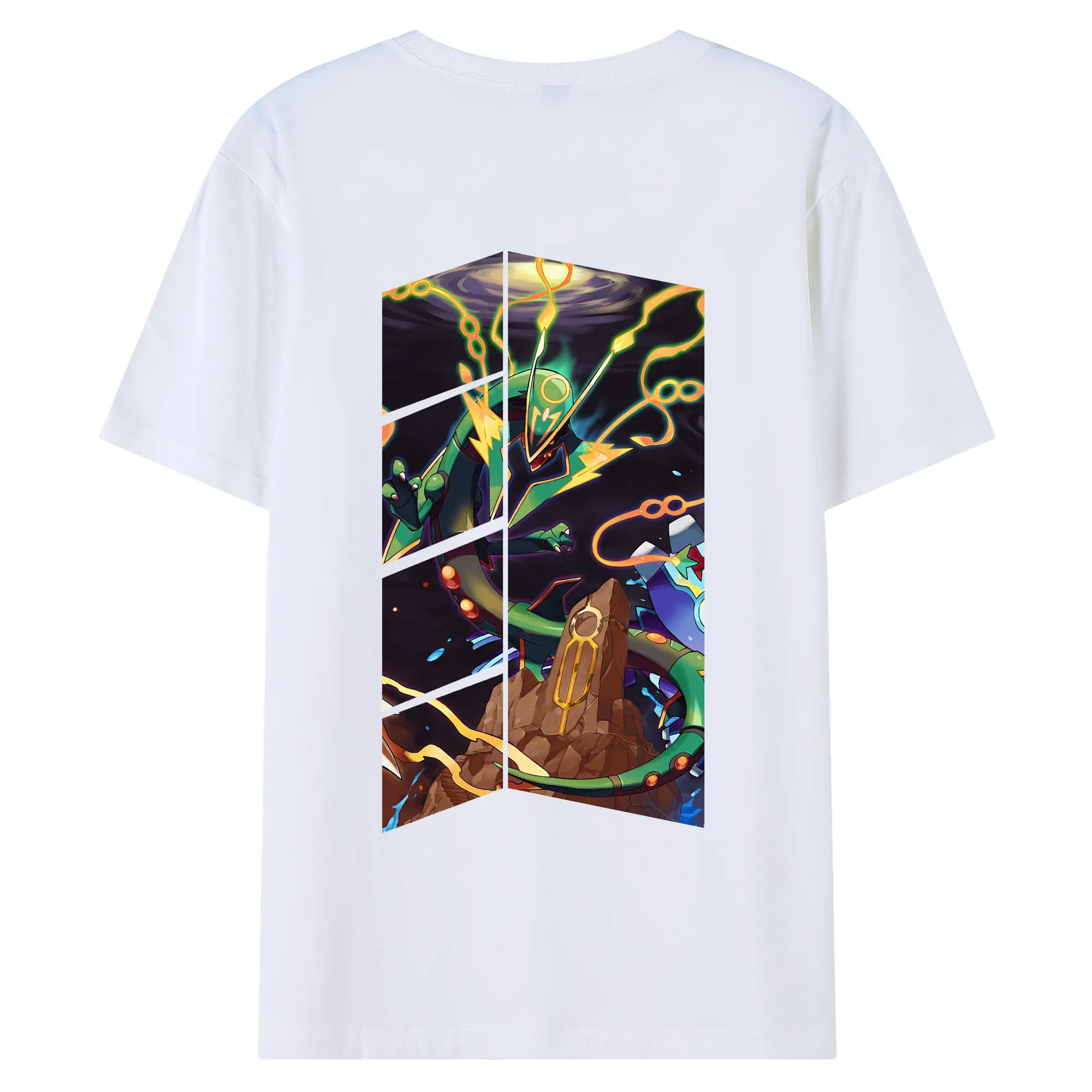 ポケモン グッズ,レックウザ - 綿100％ 半袖Tシャツ ・ バックプリント ・ 快適 通気性 ・ 日常使い 散歩 スポーツ用