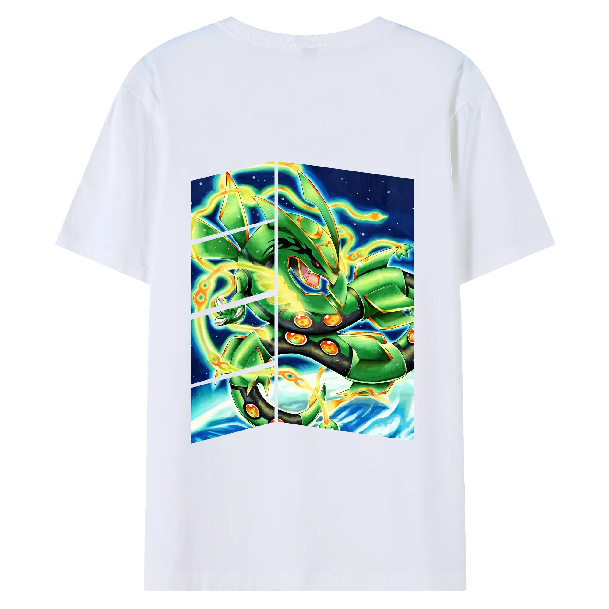 ポケモン グッズ,レックウザ - 綿100％ 半袖Tシャツ ・ バックプリント ・ 快適 通気性 ・ 日常使い 散歩 スポーツ用