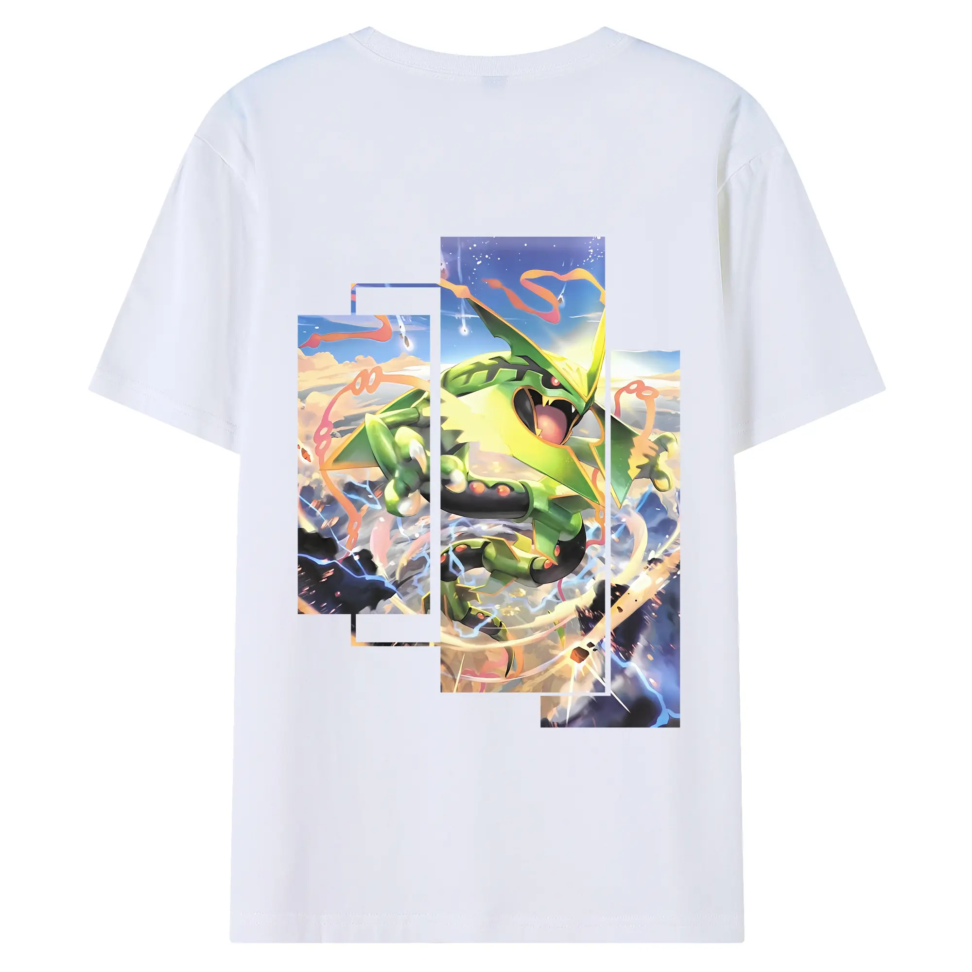 ポケモン グッズ,レックウザ - 綿100％ 半袖Tシャツ ・ バックプリント ・ 快適 通気性 ・ 日常使い 散歩 スポーツ用