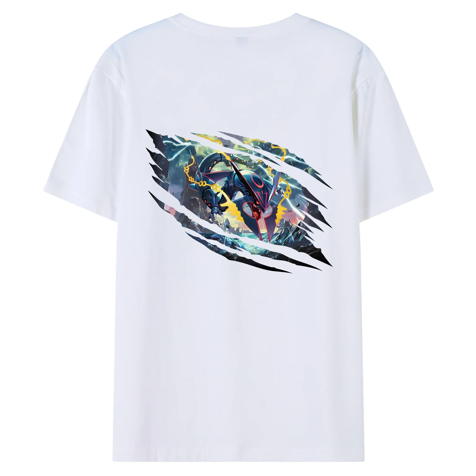 ポケモン グッズ,レックウザ - 綿100％ 半袖Tシャツ ・ バックプリント ・ 快適 通気性 ・ 日常使い 散歩 スポーツ用