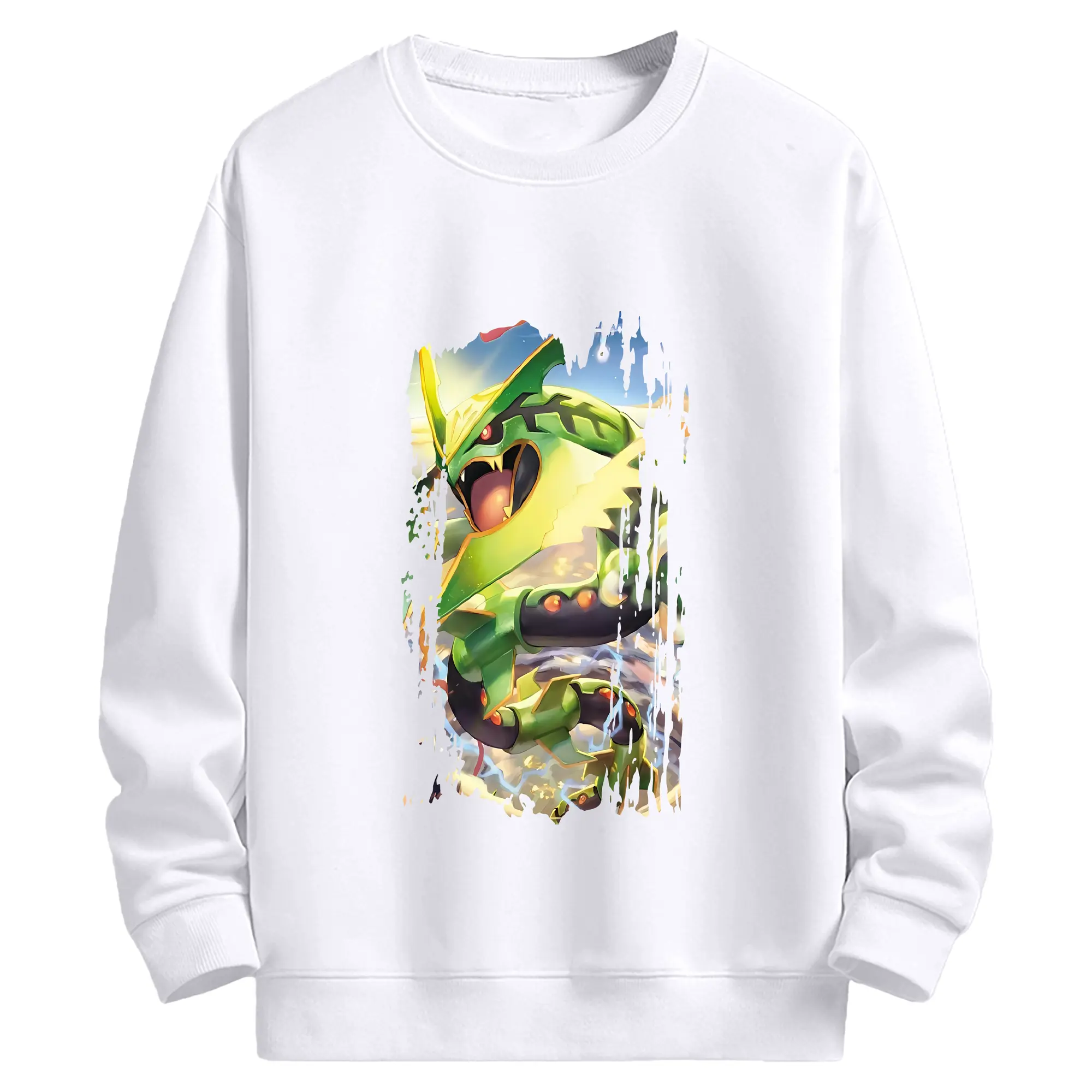 ポケモン グッズ,レックウザ - 高品質 クルーネック スウェット ・ コットン59％ ポリエステル41％ ・ ユニセックス 長袖 トレーナー ・ カジュアル デイリー スポーツ 散歩用