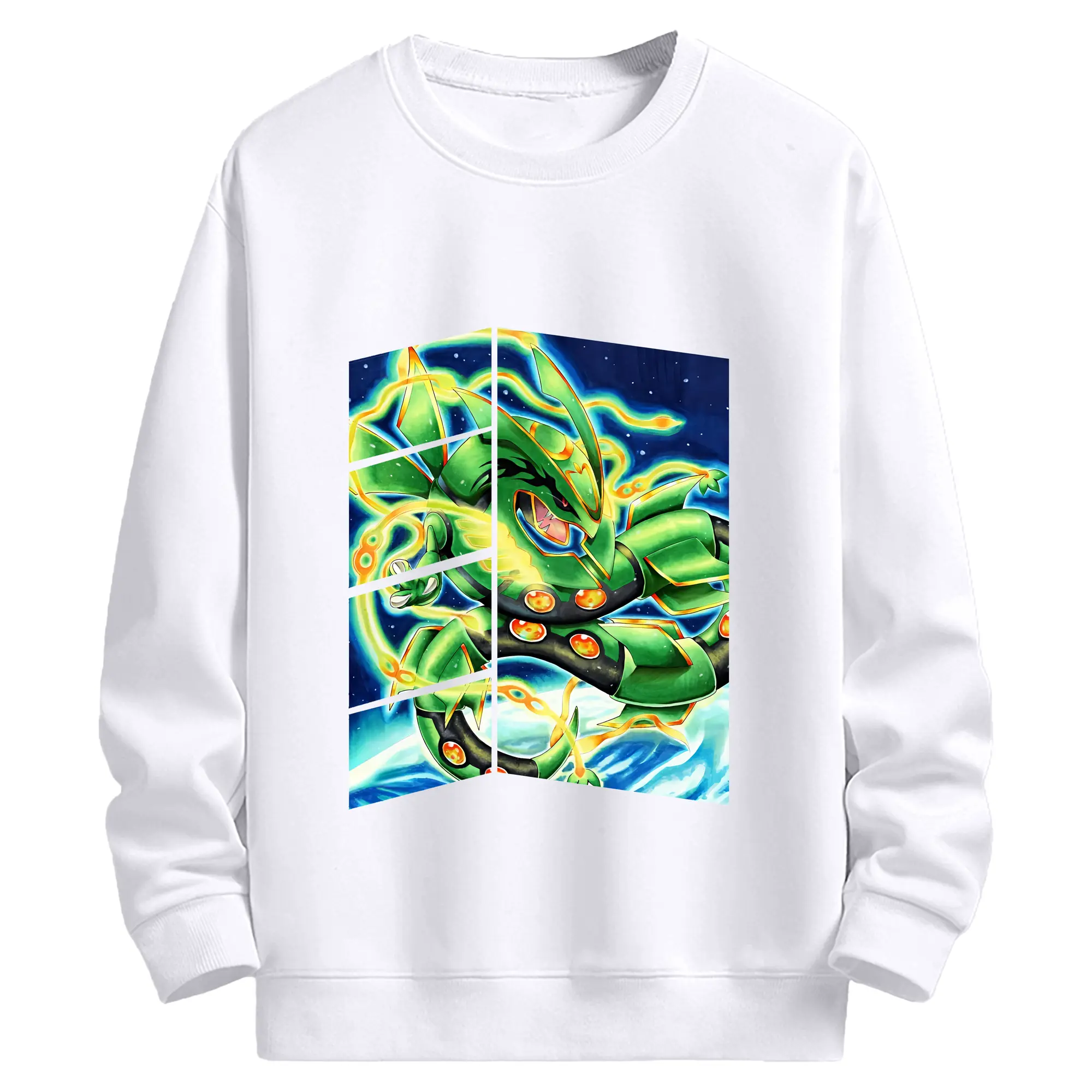 ポケモン グッズ,レックウザ - 高品質 クルーネック スウェット ・ コットン59％ ポリエステル41％ ・ ユニセックス 長袖 トレーナー ・ カジュアル デイリー スポーツ 散歩用