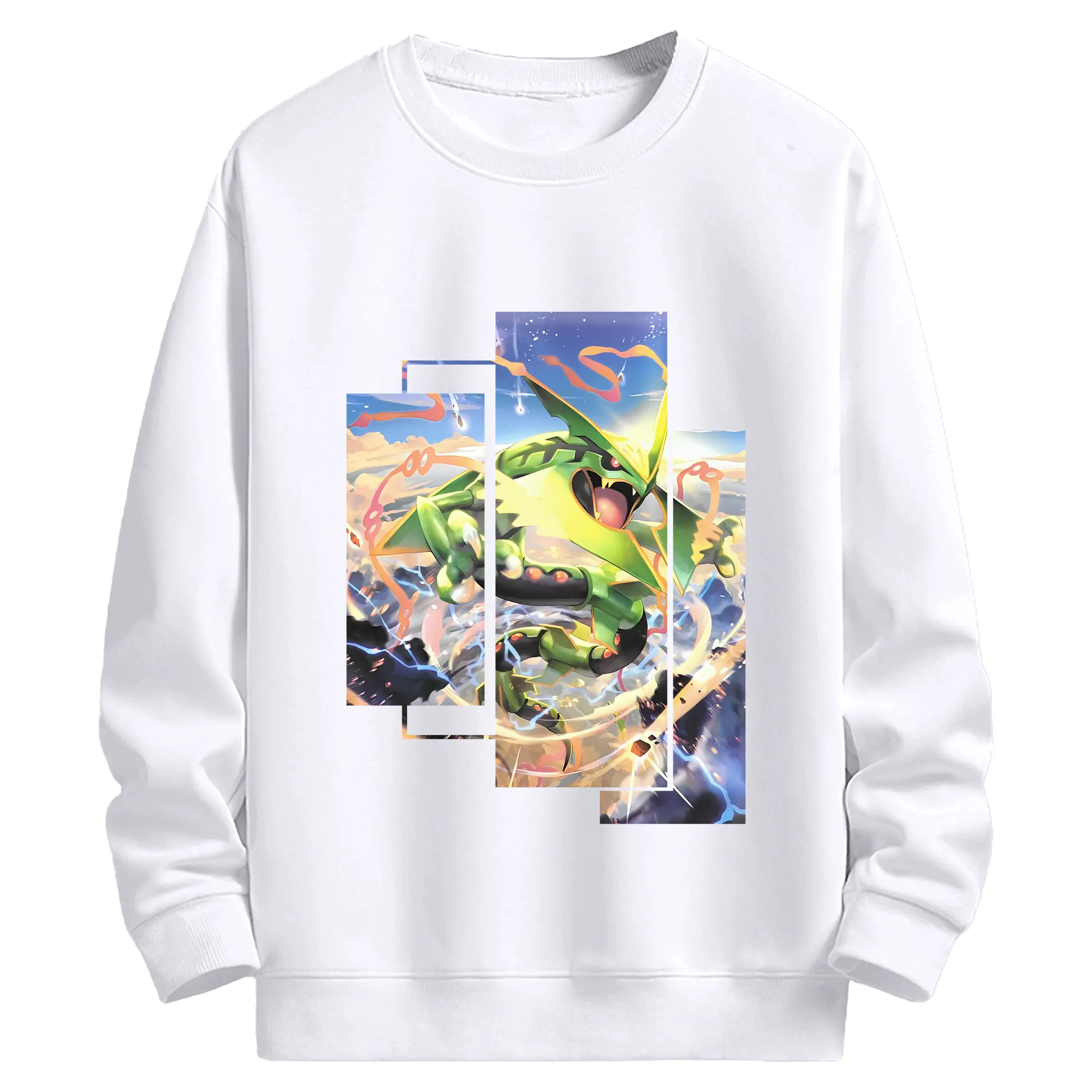 ポケモン グッズ,レックウザ - 高品質 クルーネック スウェット ・ コットン59％ ポリエステル41％ ・ ユニセックス 長袖 トレーナー ・ カジュアル デイリー スポーツ 散歩用
