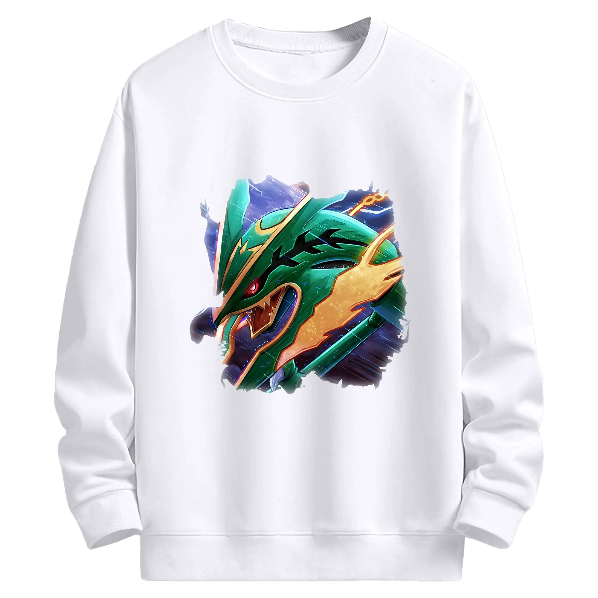 ポケモン グッズ,レックウザ - 高品質 クルーネック スウェット ・ コットン59％ ポリエステル41％ ・ ユニセックス 長袖 トレーナー ・ カジュアル デイリー スポーツ 散歩用