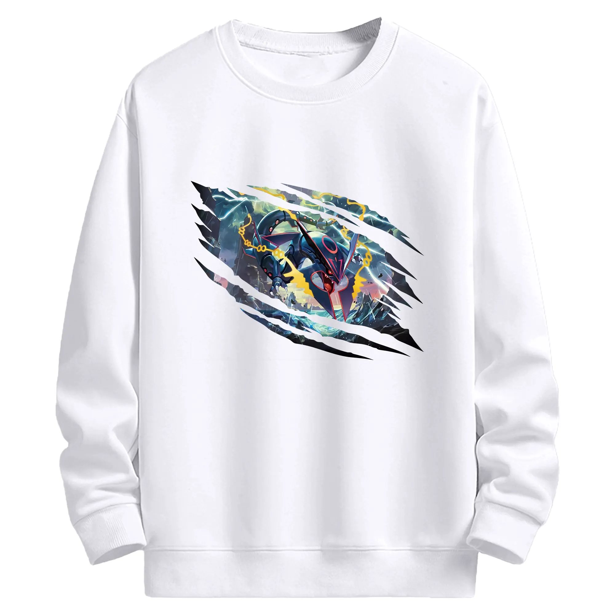 ポケモン グッズ,レックウザ - 高品質 クルーネック スウェット ・ コットン59％ ポリエステル41％ ・ ユニセックス 長袖 トレーナー ・ カジュアル デイリー スポーツ 散歩用