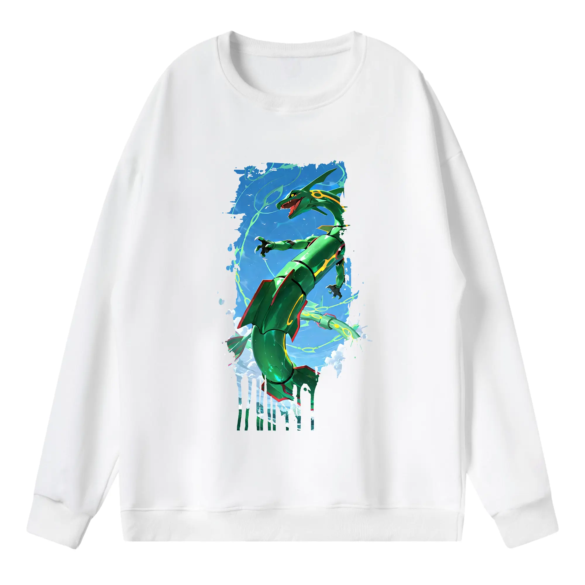 ポケモン グッズ,レックウザ - 薄手 クルーネック スウェット 裏毛260g · ポリエステル 春秋向け カジュアル 男女兼用 · トレーナー デイリー スポーツ 散歩に最適