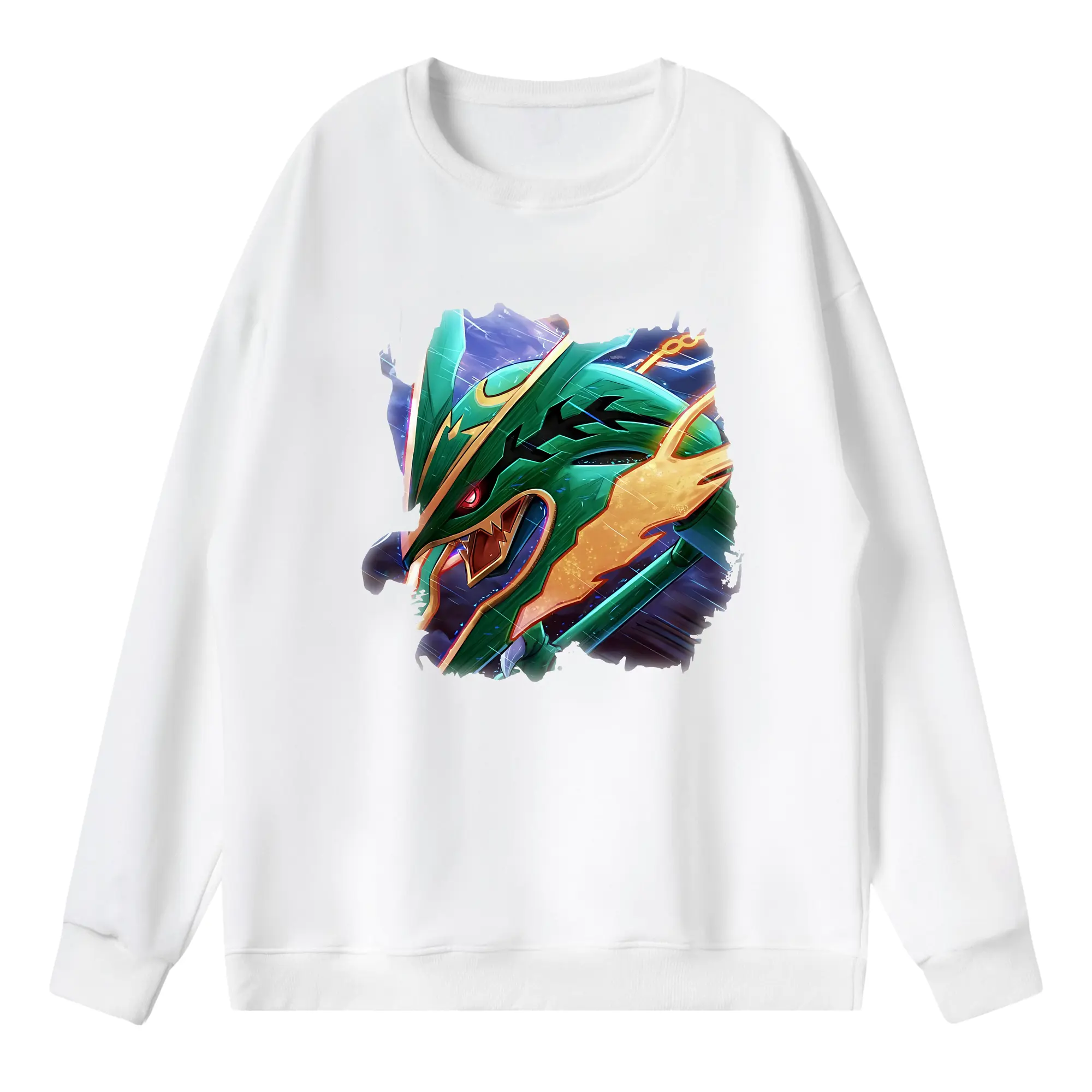 ポケモン グッズ,レックウザ - 薄手 クルーネック スウェット 裏毛260g · ポリエステル 春秋向け カジュアル 男女兼用 · トレーナー デイリー スポーツ 散歩に最適