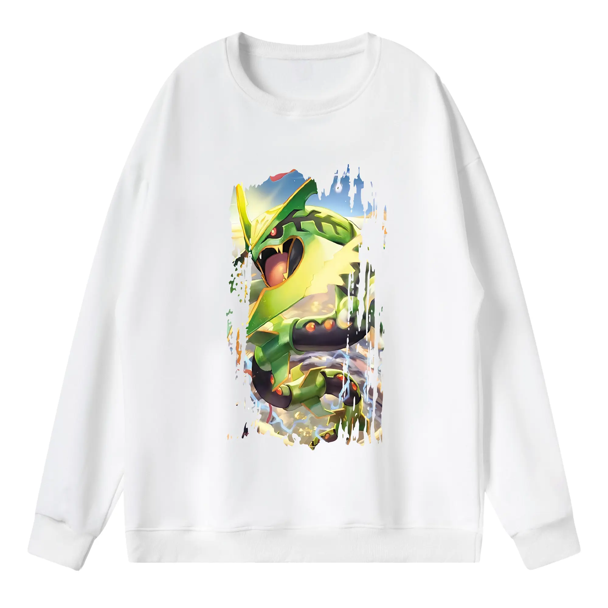 ポケモン グッズ,レックウザ - 薄手 クルーネック スウェット 裏毛260g · ポリエステル 春秋向け カジュアル 男女兼用 · トレーナー デイリー スポーツ 散歩に最適