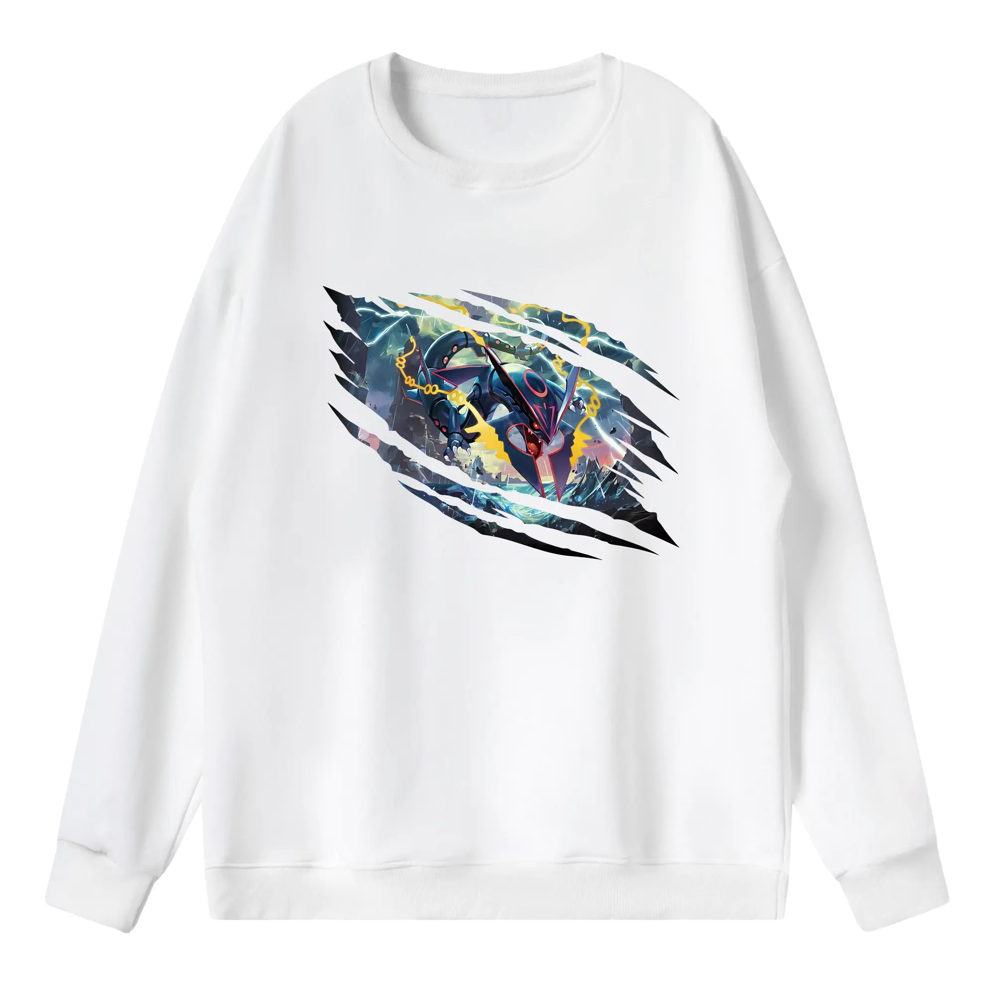 ポケモン グッズ,レックウザ - 薄手 クルーネック スウェット 裏毛260g · ポリエステル 春秋向け カジュアル 男女兼用 · トレーナー デイリー スポーツ 散歩に最適