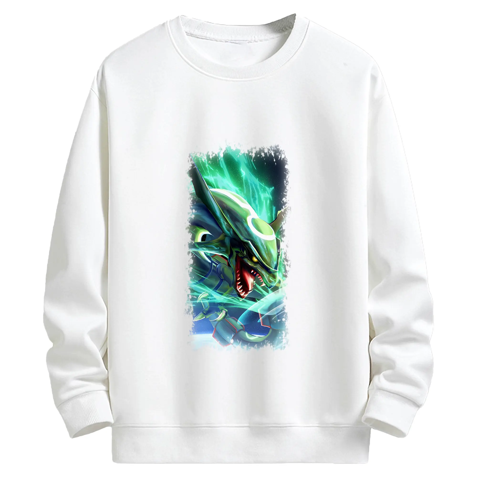 ポケモン グッズ,レックウザ - キッズ クルーネックスウェットシャツ ・ フロントプリント ・ 綿80％ ポリエステル20％ ・ 快適 通学 スポーツ 日常使い お散歩用