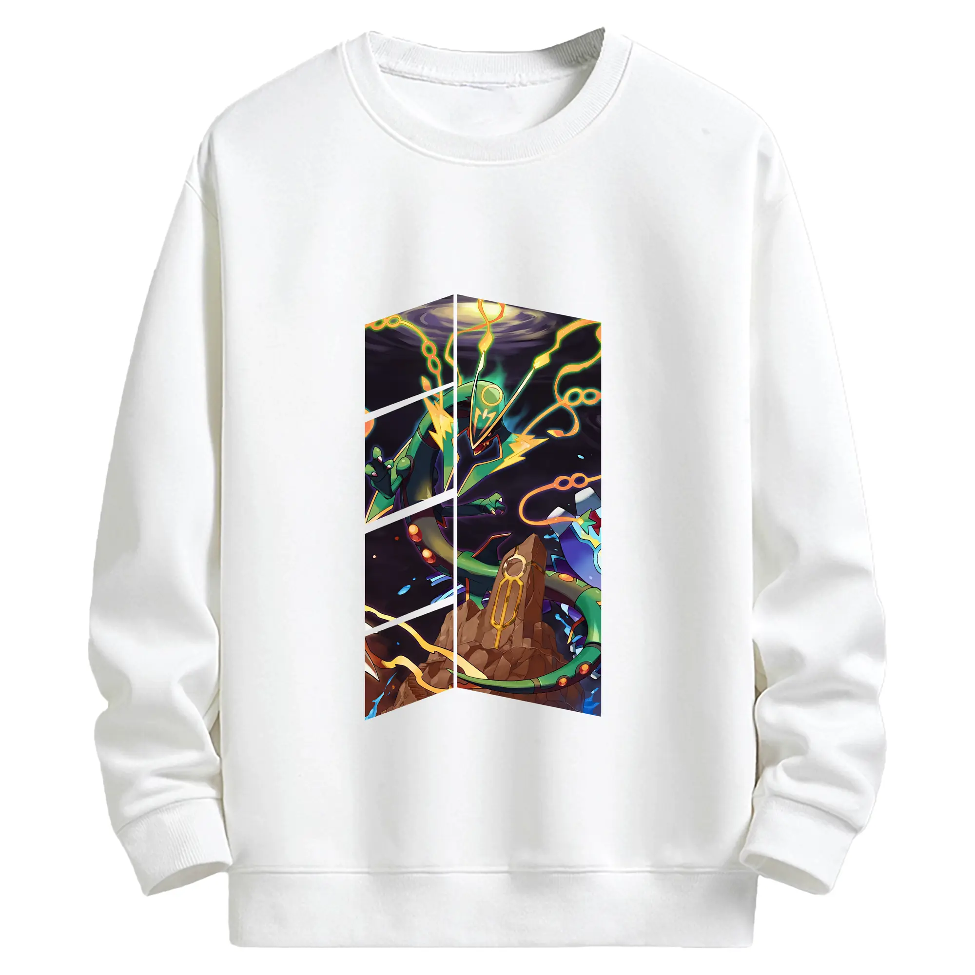 ポケモン グッズ,レックウザ - キッズ クルーネックスウェットシャツ ・ フロントプリント ・ 綿80％ ポリエステル20％ ・ 快適 通学 スポーツ 日常使い お散歩用