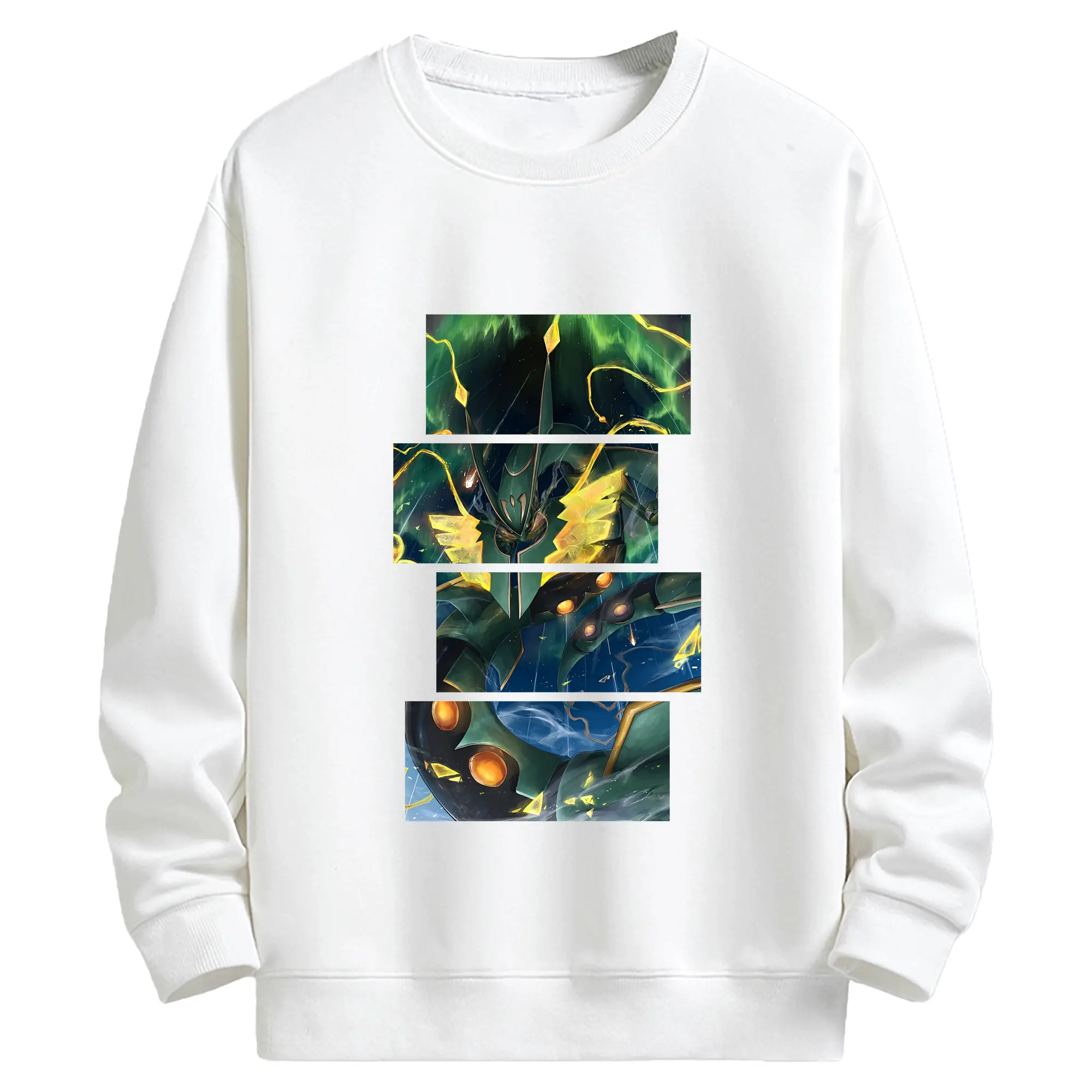 ポケモン グッズ,レックウザ - キッズ クルーネックスウェットシャツ ・ フロントプリント ・ 綿80％ ポリエステル20％ ・ 快適 通学 スポーツ 日常使い お散歩用