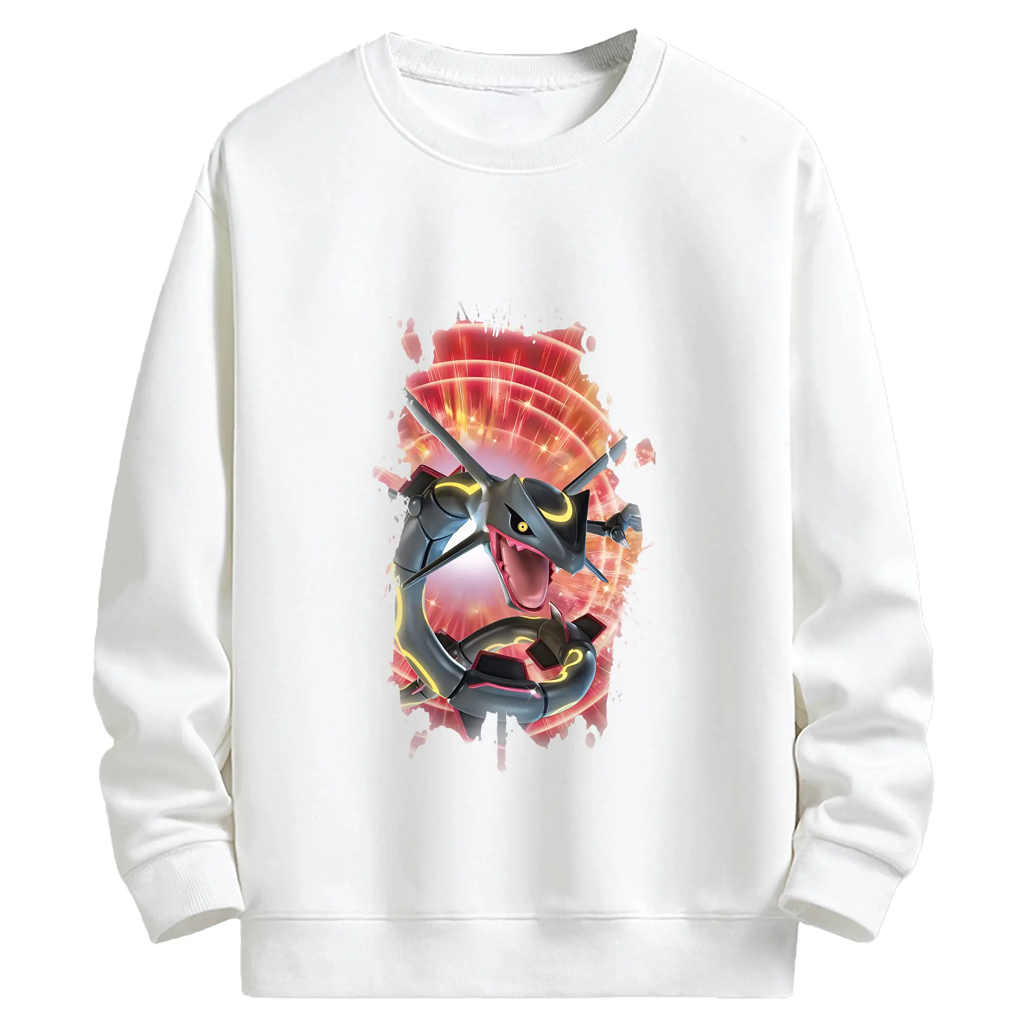 ポケモン グッズ,レックウザ - キッズ クルーネックスウェットシャツ ・ フロントプリント ・ 綿80％ ポリエステル20％ ・ 快適 通学 スポーツ 日常使い お散歩用