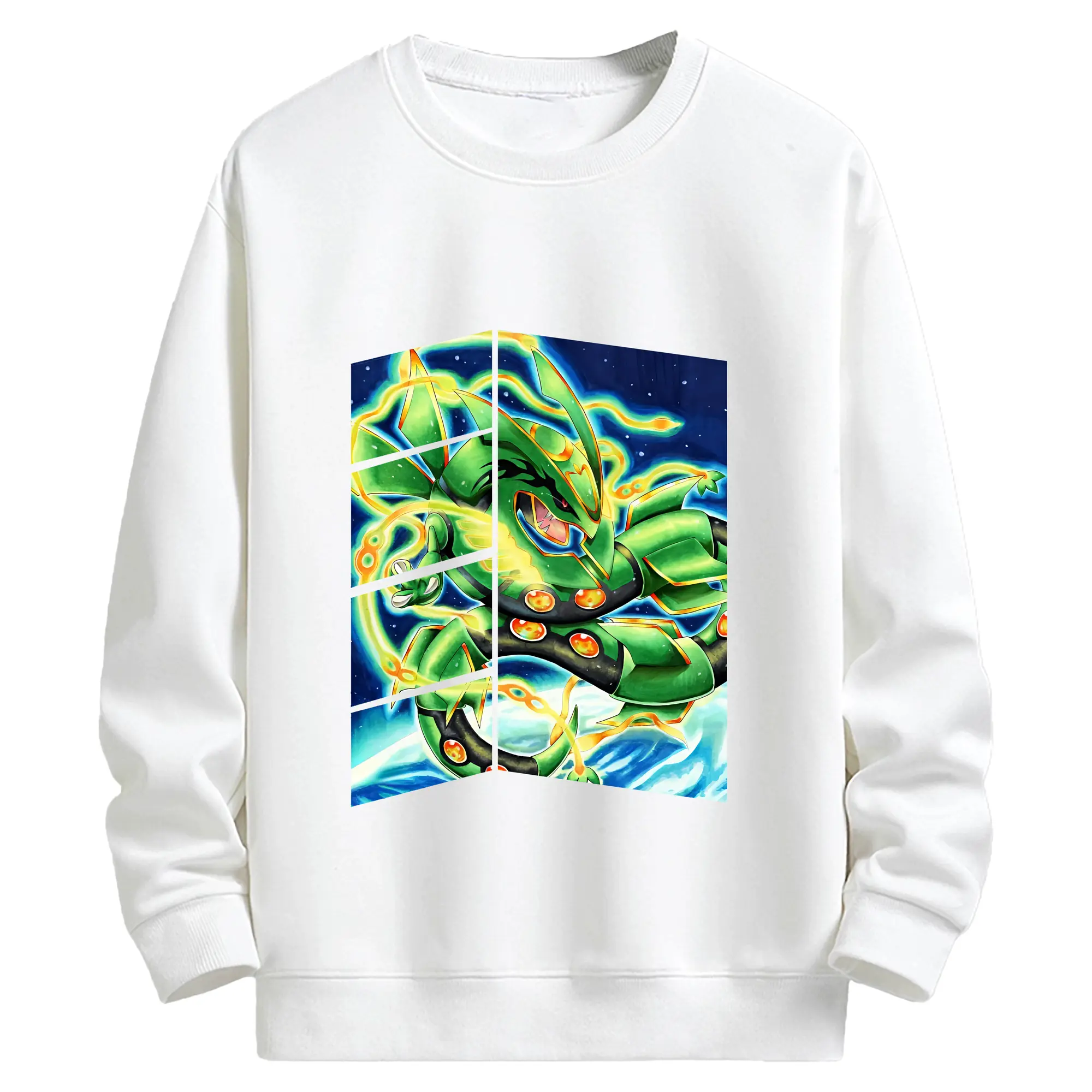 ポケモン グッズ,レックウザ - キッズ クルーネックスウェットシャツ ・ フロントプリント ・ 綿80％ ポリエステル20％ ・ 快適 通学 スポーツ 日常使い お散歩用