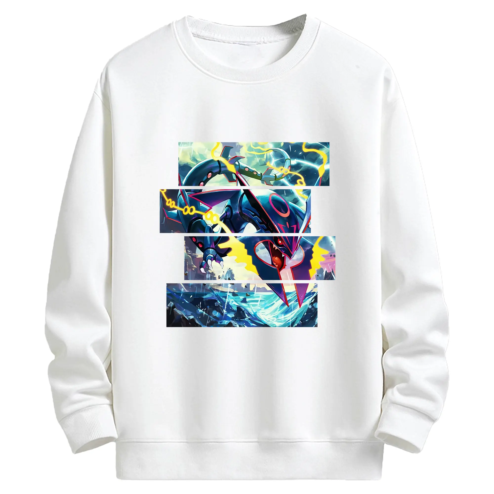 ポケモン グッズ,レックウザ - キッズ クルーネックスウェットシャツ ・ フロントプリント ・ 綿80％ ポリエステル20％ ・ 快適 通学 スポーツ 日常使い お散歩用