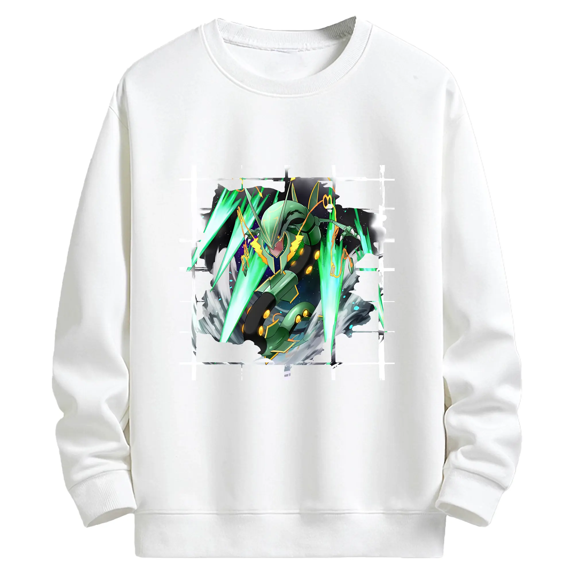 ポケモン グッズ,レックウザ - キッズ クルーネックスウェットシャツ ・ フロントプリント ・ 綿80％ ポリエステル20％ ・ 快適 通学 スポーツ 日常使い お散歩用