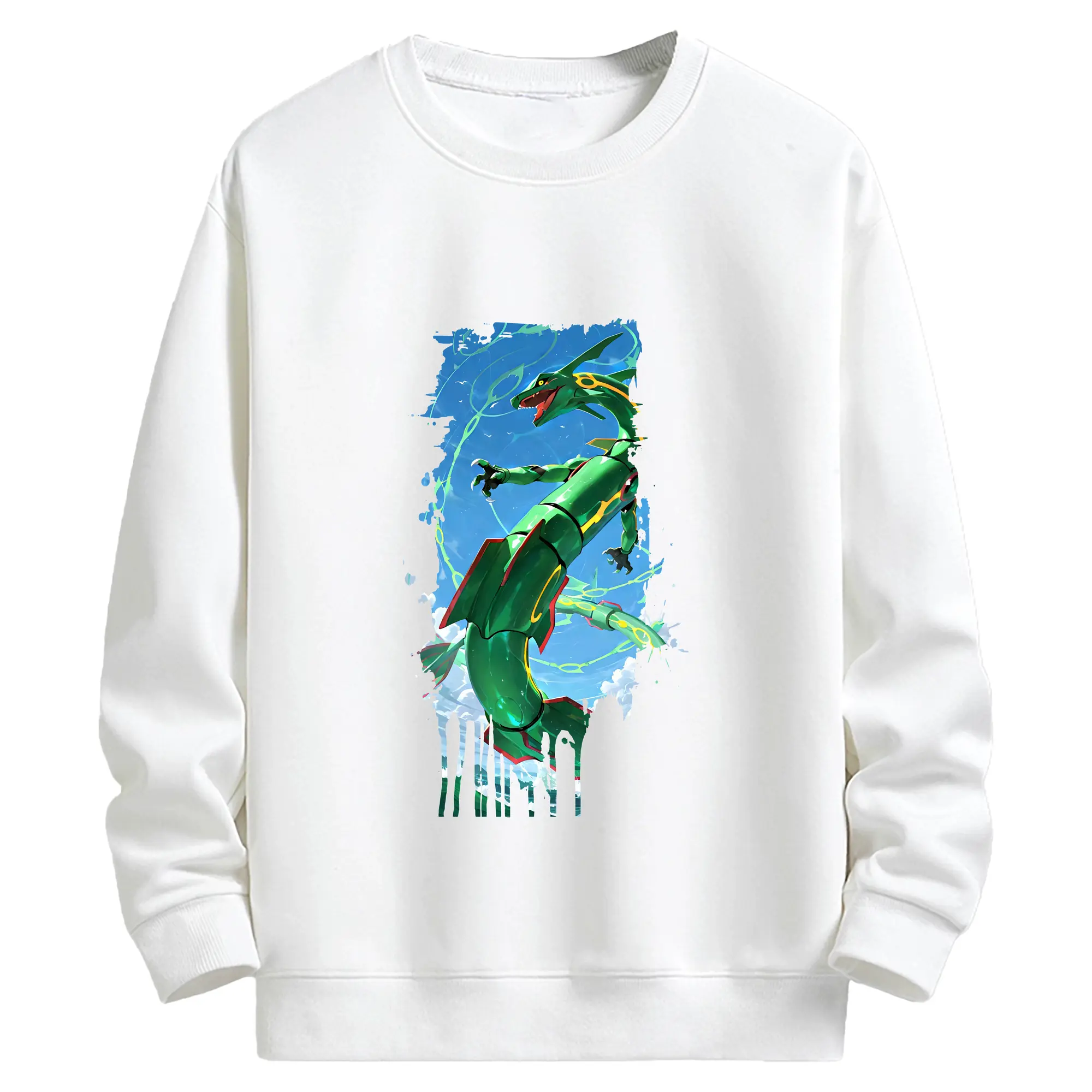 ポケモン グッズ,レックウザ - キッズ クルーネックスウェットシャツ ・ フロントプリント ・ 綿80％ ポリエステル20％ ・ 快適 通学 スポーツ 日常使い お散歩用