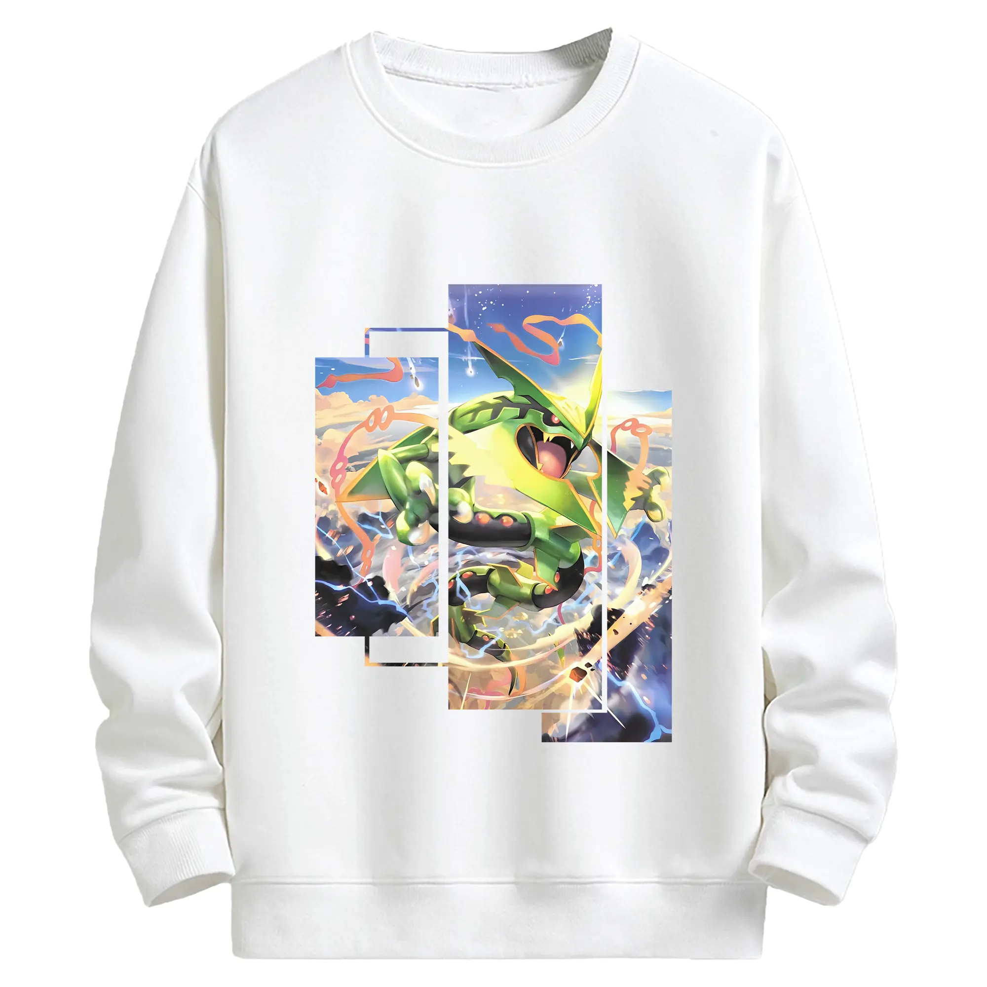 ポケモン グッズ,レックウザ - キッズ クルーネックスウェットシャツ ・ フロントプリント ・ 綿80％ ポリエステル20％ ・ 快適 通学 スポーツ 日常使い お散歩用