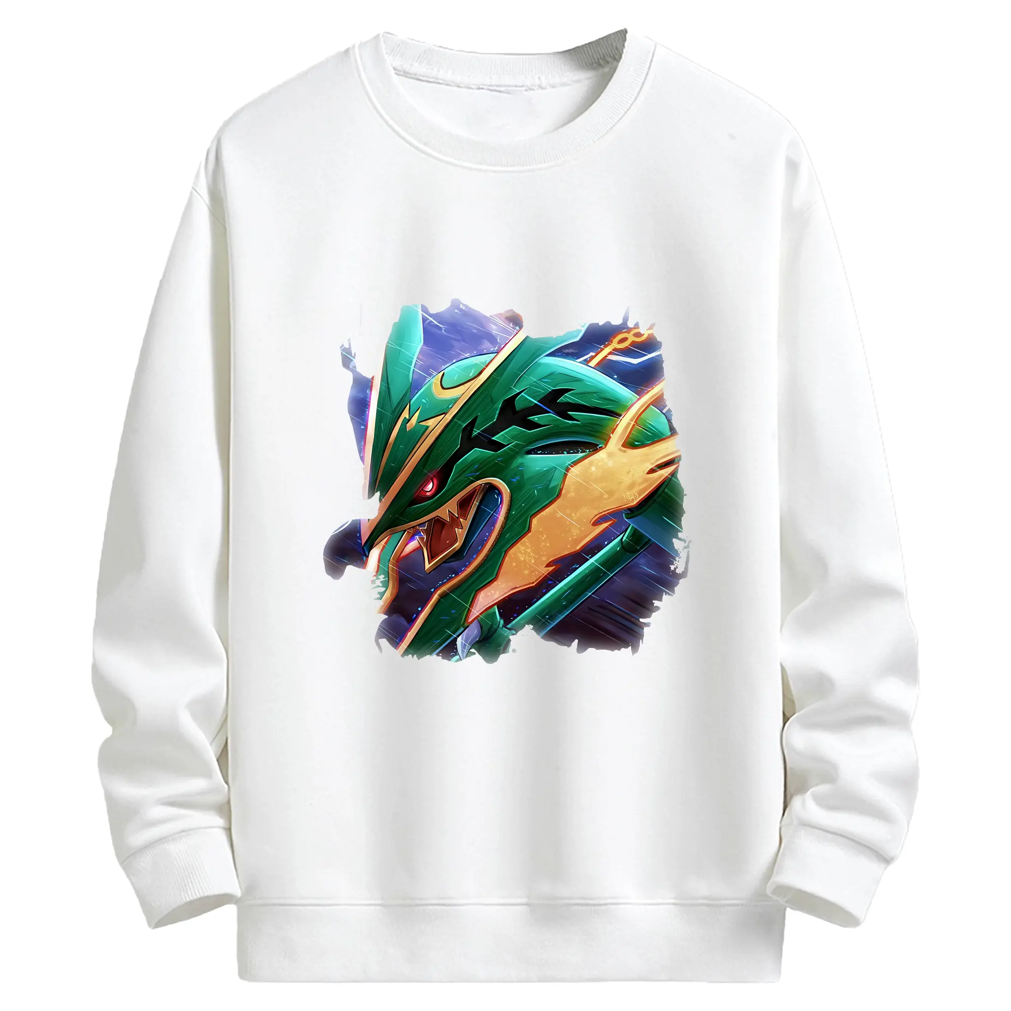 ポケモン グッズ,レックウザ - キッズ クルーネックスウェットシャツ ・ フロントプリント ・ 綿80％ ポリエステル20％ ・ 快適 通学 スポーツ 日常使い お散歩用