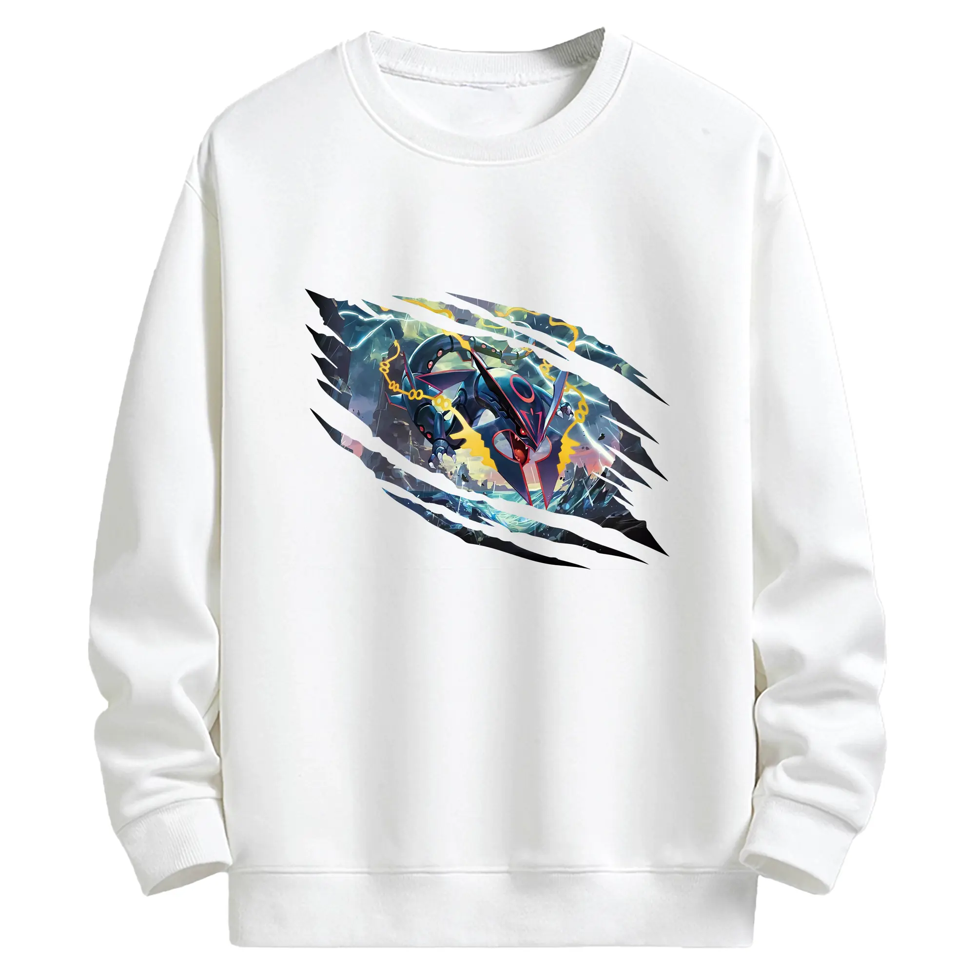 ポケモン グッズ,レックウザ - キッズ クルーネックスウェットシャツ ・ フロントプリント ・ 綿80％ ポリエステル20％ ・ 快適 通学 スポーツ 日常使い お散歩用