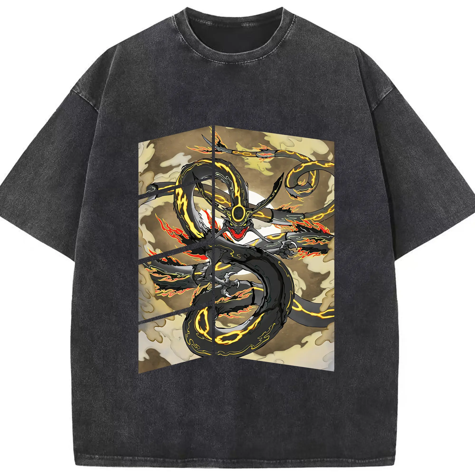 ポケモン グッズ,レックウザ - 綿100％ ヴィンテージ風 半袖Tシャツ ・ フロントプリント ・ 柔らか肌触り ・ 通気性 快適 ・ スポーツ カジュアル 外出用