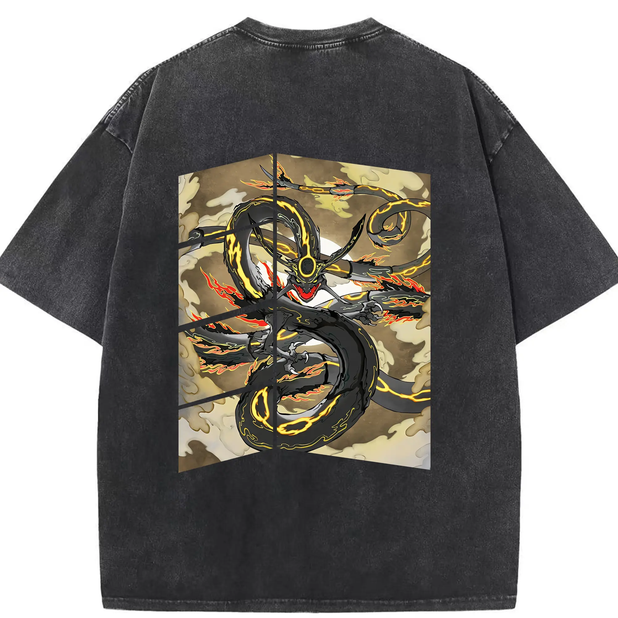 ポケモン グッズ,レックウザ - 綿100％ ヴィンテージ風 半袖Tシャツ ・ 背面プリント ・ 柔らか肌触り ・ 通気性 快適 ・ スポーツ カジュアル 外出用