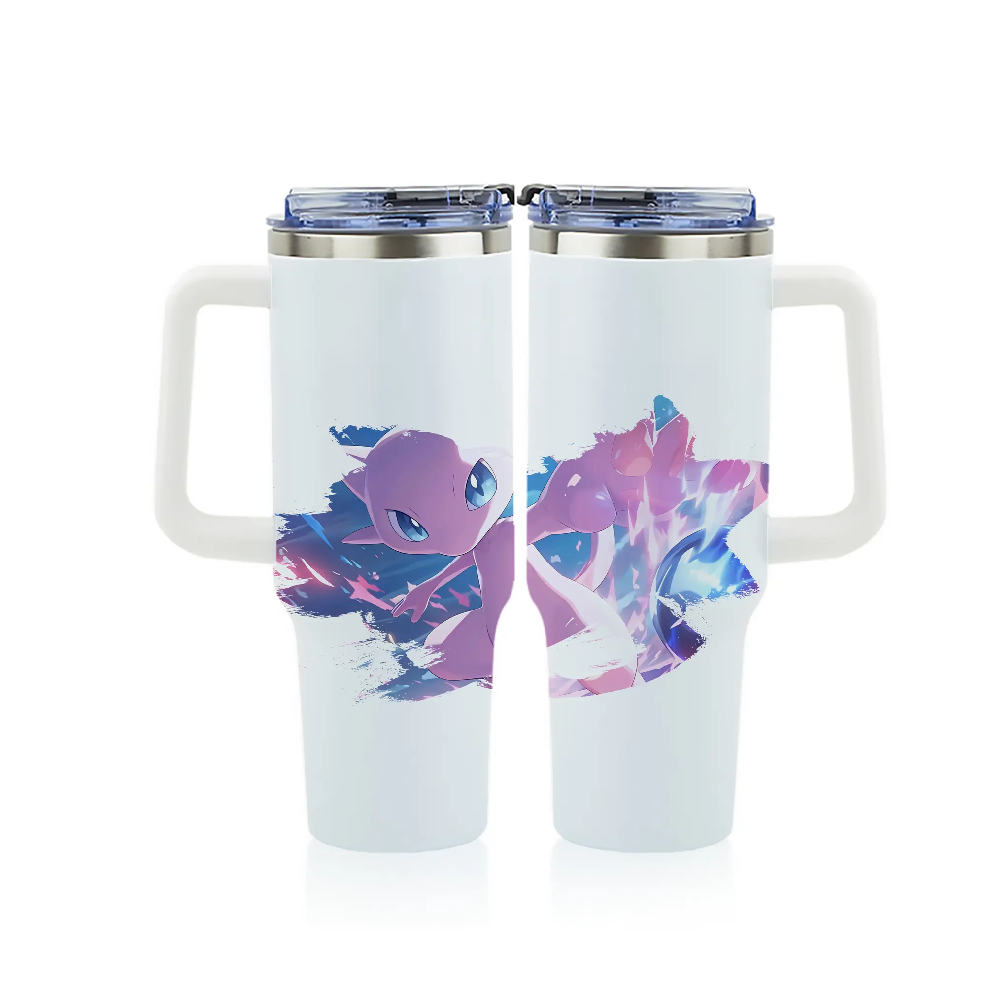 ポケモン グッズ,ミュウ - 1200mL フルプリント車用タンブラー ・ 304ステンレス 内側 ・ 201ステンレス 外側 ・ 保温 保冷 ・ 通勤 ドライブ アウトドア用