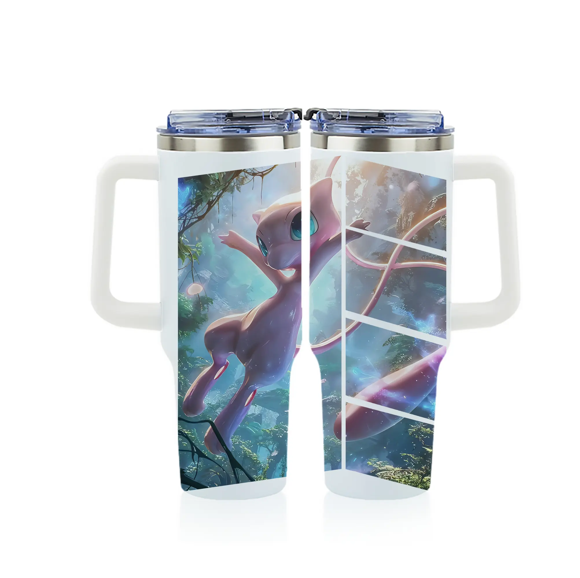 ポケモン グッズ,ミュウ - 1200mL フルプリント車用タンブラー ・ 304ステンレス 内側 ・ 201ステンレス 外側 ・ 保温 保冷 ・ 通勤 ドライブ アウトドア用