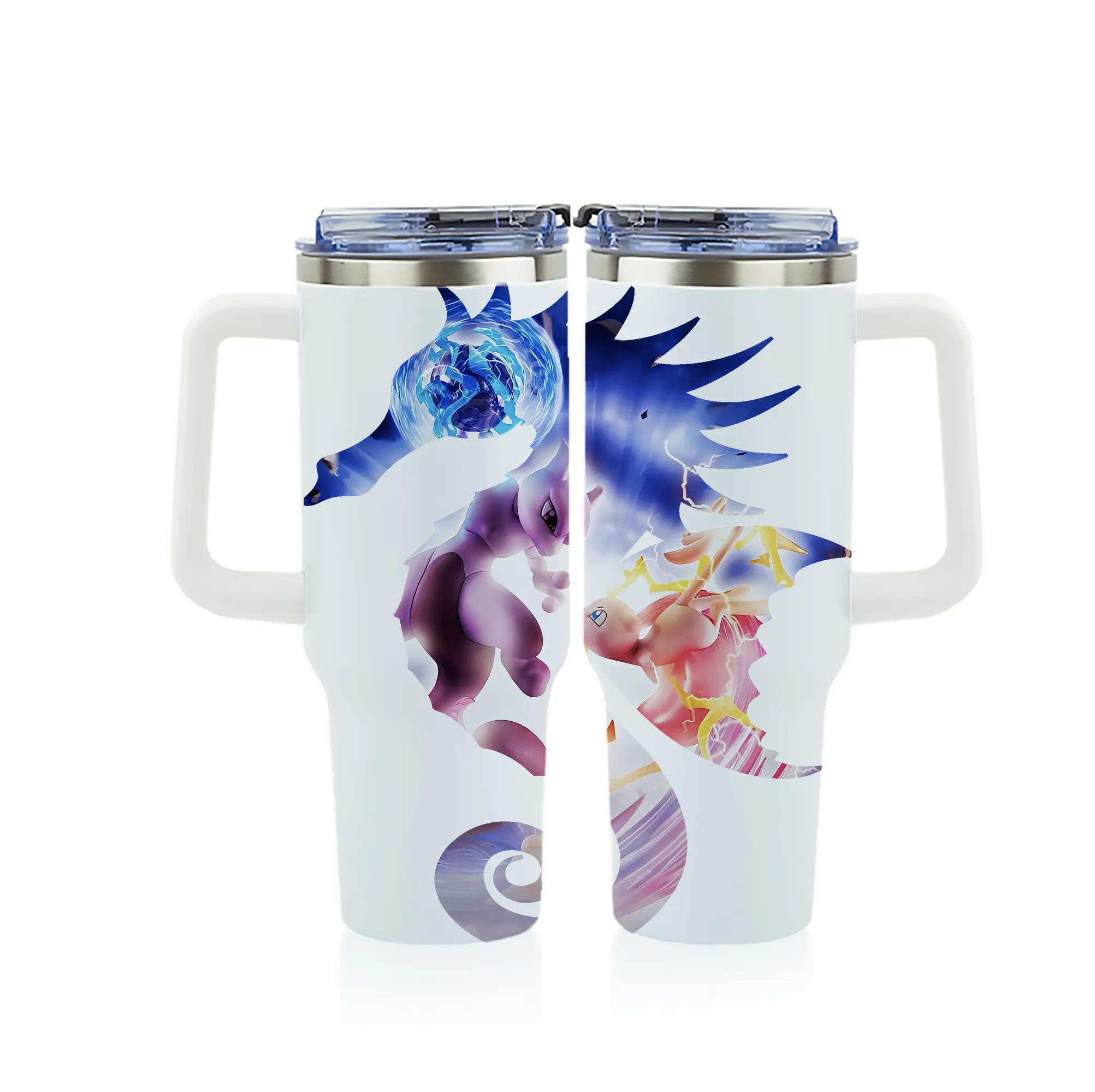 ポケモン グッズ,ミュウ - 1200mL フルプリント車用タンブラー ・ 304ステンレス 内側 ・ 201ステンレス 外側 ・ 保温 保冷 ・ 通勤 ドライブ アウトドア用