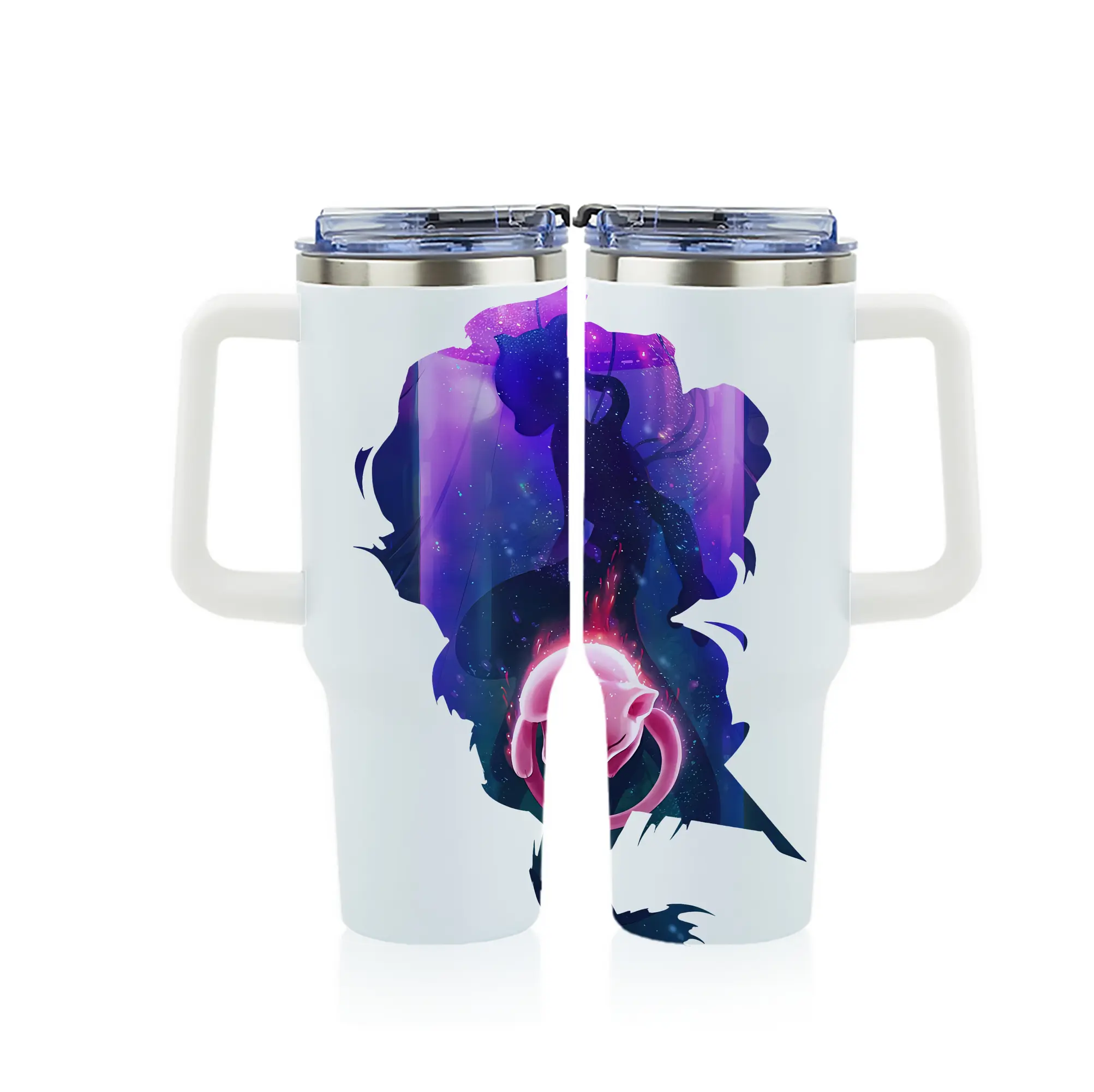 ポケモン グッズ,ミュウ - 1200mL フルプリント車用タンブラー ・ 304ステンレス 内側 ・ 201ステンレス 外側 ・ 保温 保冷 ・ 通勤 ドライブ アウトドア用