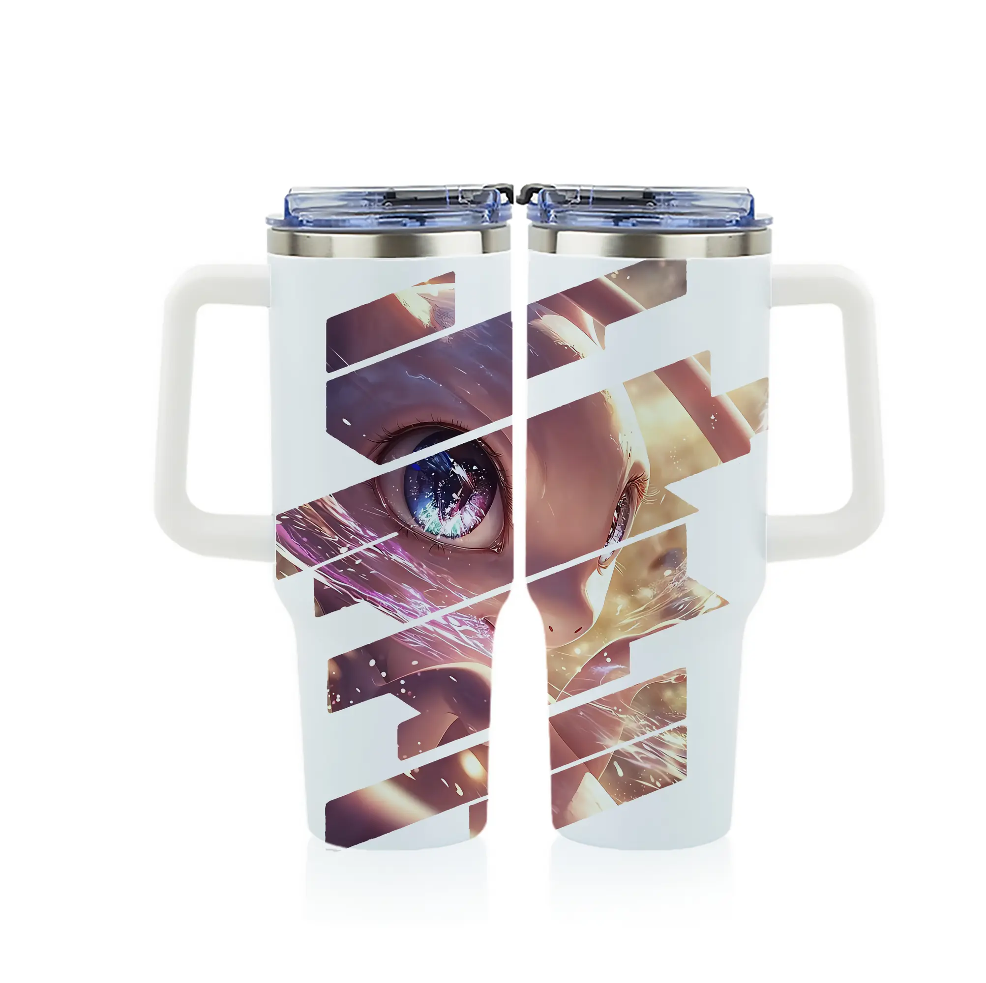 ポケモン グッズ,ミュウ - 1200mL フルプリント車用タンブラー ・ 304ステンレス 内側 ・ 201ステンレス 外側 ・ 保温 保冷 ・ 通勤 ドライブ アウトドア用