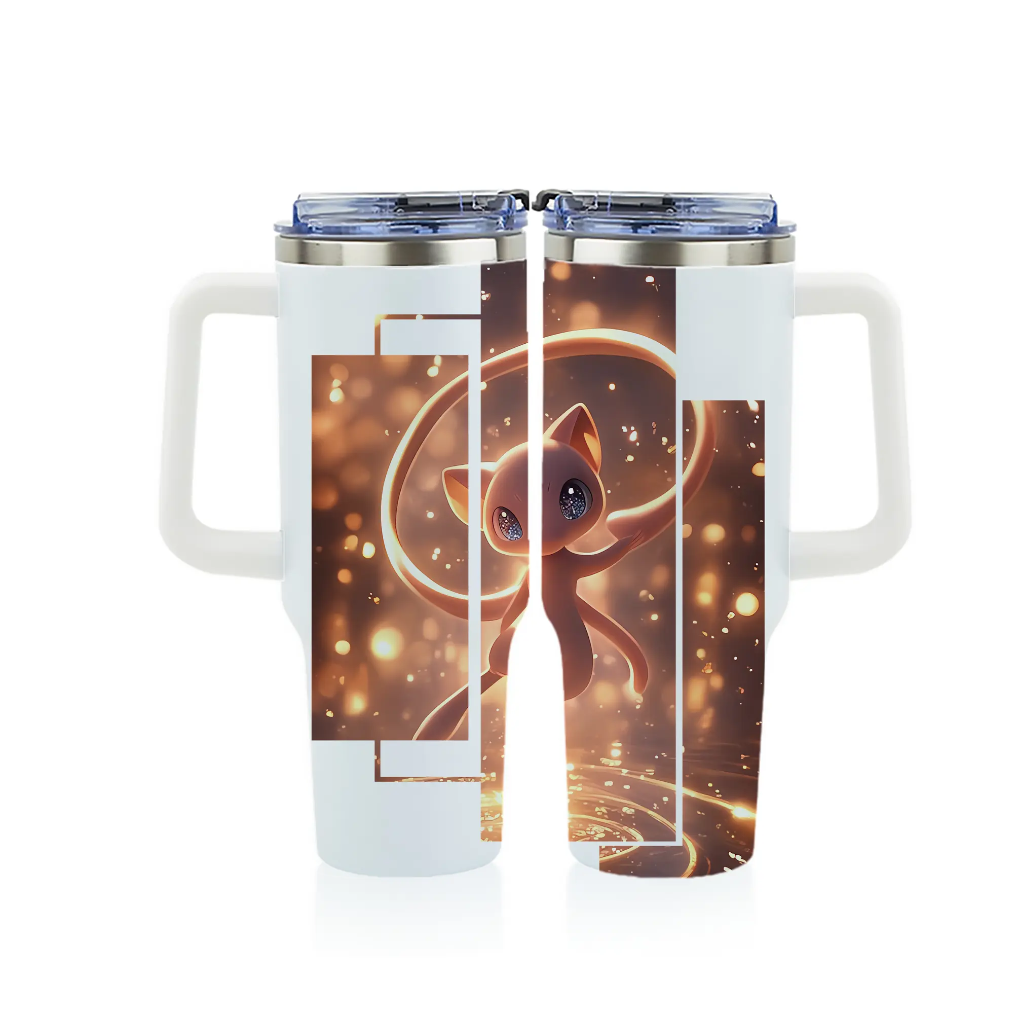 ポケモン グッズ,ミュウ - 1200mL フルプリント車用タンブラー ・ 304ステンレス 内側 ・ 201ステンレス 外側 ・ 保温 保冷 ・ 通勤 ドライブ アウトドア用