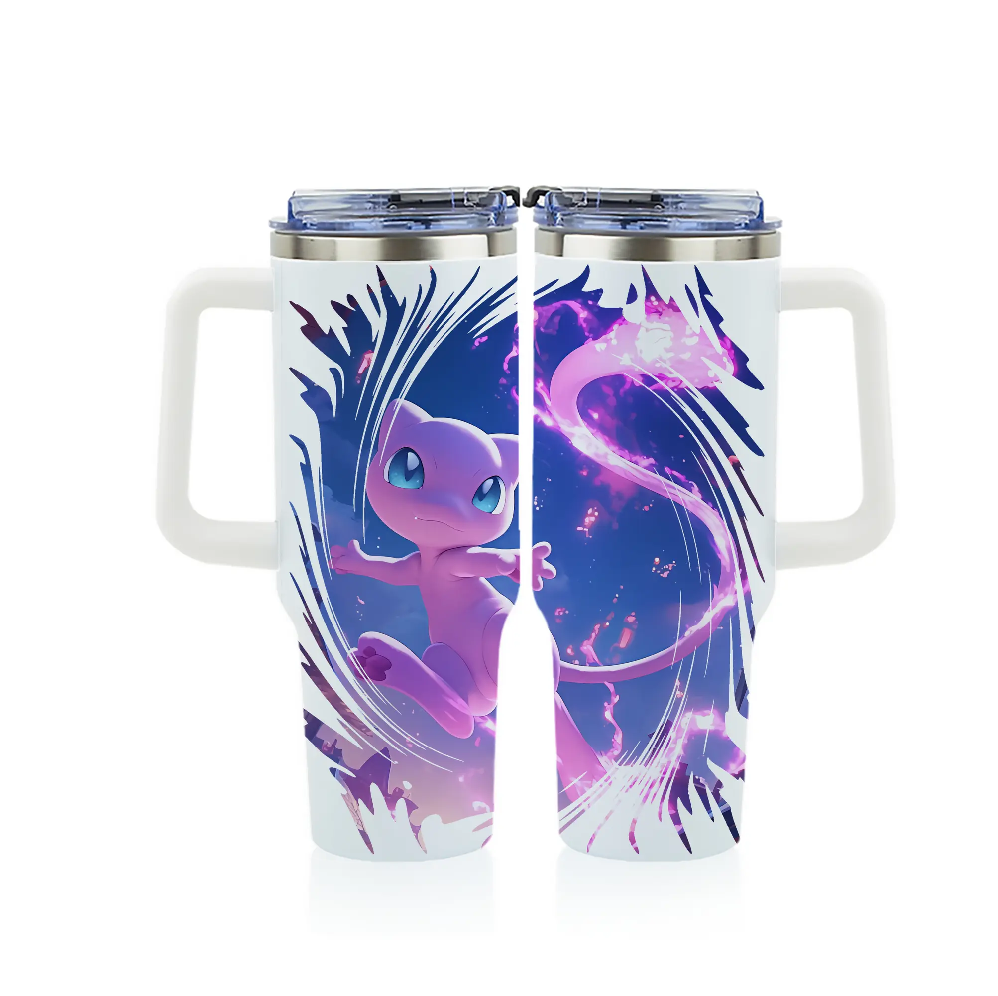 ポケモン グッズ,ミュウ - 1200mL フルプリント車用タンブラー ・ 304ステンレス 内側 ・ 201ステンレス 外側 ・ 保温 保冷 ・ 通勤 ドライブ アウトドア用