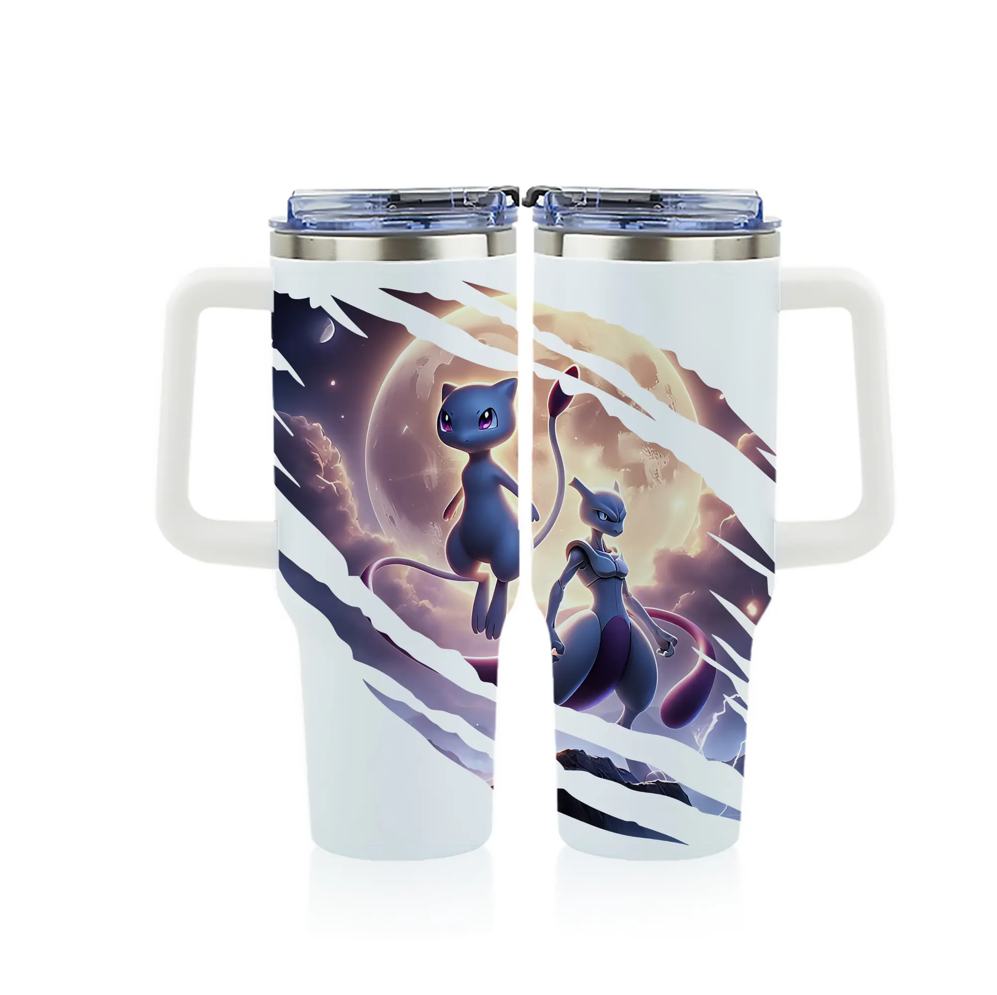 ポケモン グッズ,ミュウ - 1200mL フルプリント車用タンブラー ・ 304ステンレス 内側 ・ 201ステンレス 外側 ・ 保温 保冷 ・ 通勤 ドライブ アウトドア用