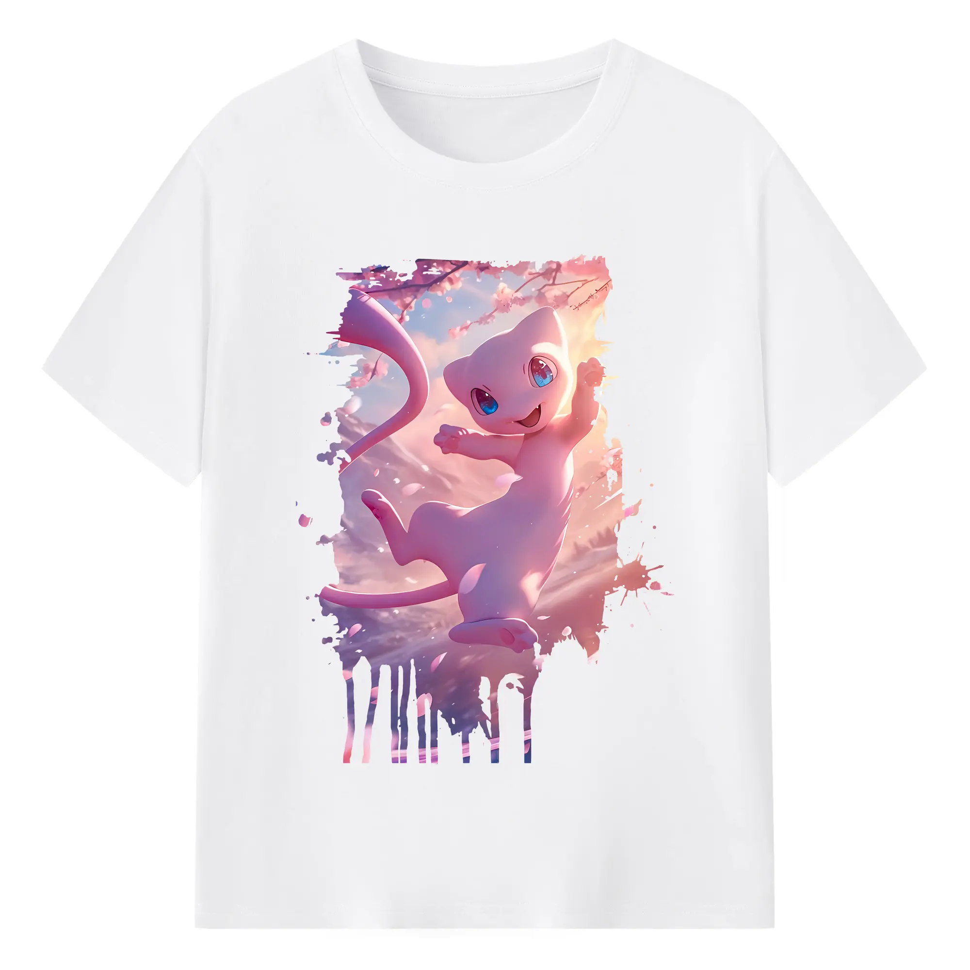 ポケモン グッズ,ミュウ - 綿100％ 半袖Tシャツ ・ フロントプリント ・ 快適 通気性 ・ 日常使い 散歩 スポーツ用