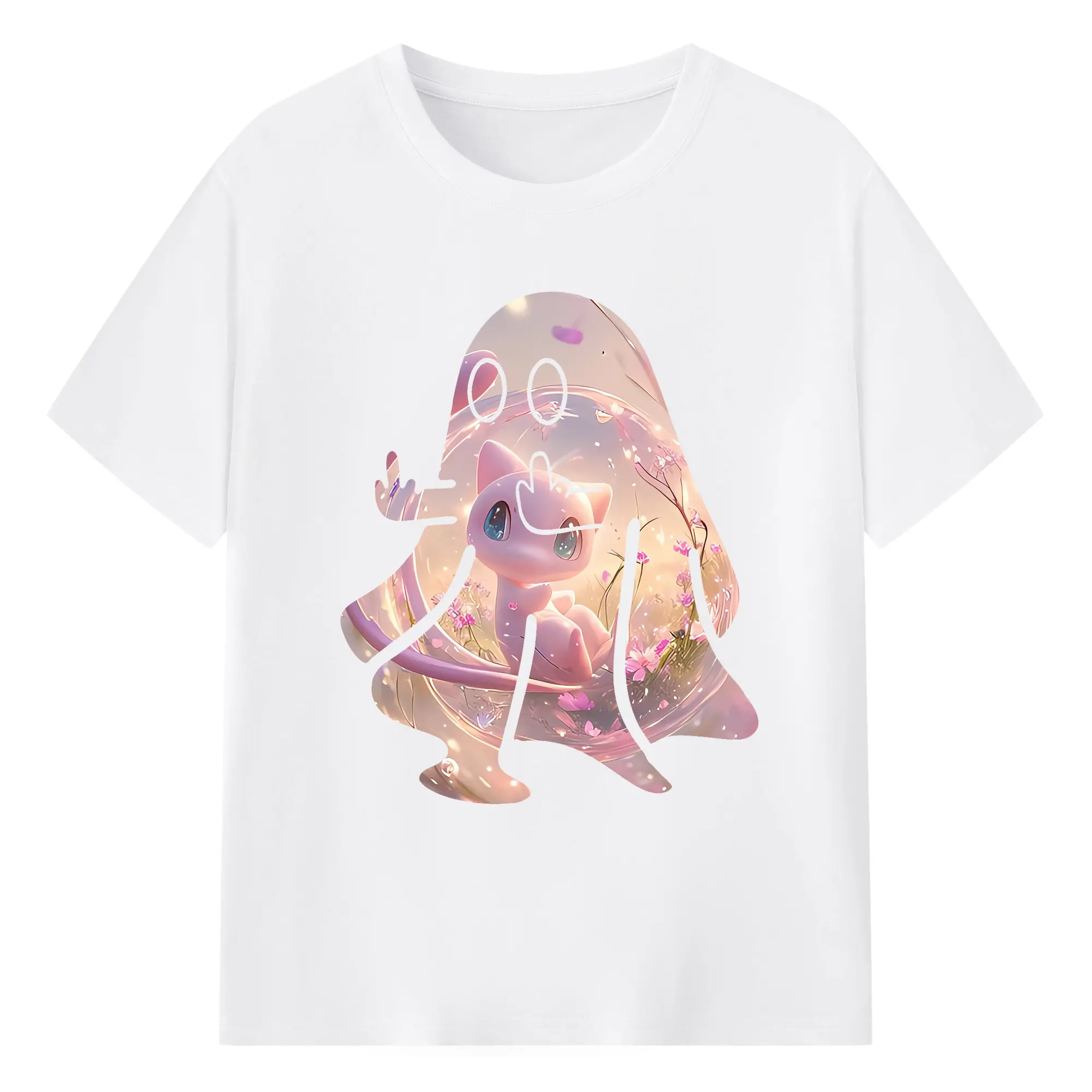 ポケモン グッズ,ミュウ - 綿100％ 半袖Tシャツ ・ フロントプリント ・ 快適 通気性 ・ 日常使い 散歩 スポーツ用