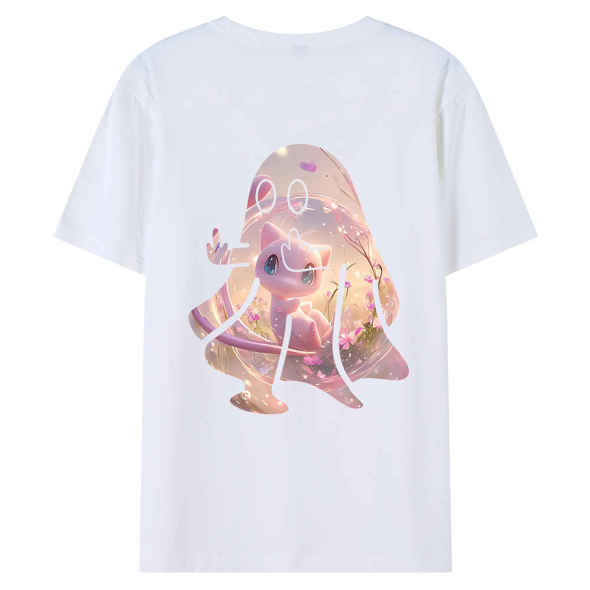 ポケモン グッズ,ミュウ - 綿100％ 半袖Tシャツ ・ バックプリント ・ 快適 通気性 ・ 日常使い 散歩 スポーツ用