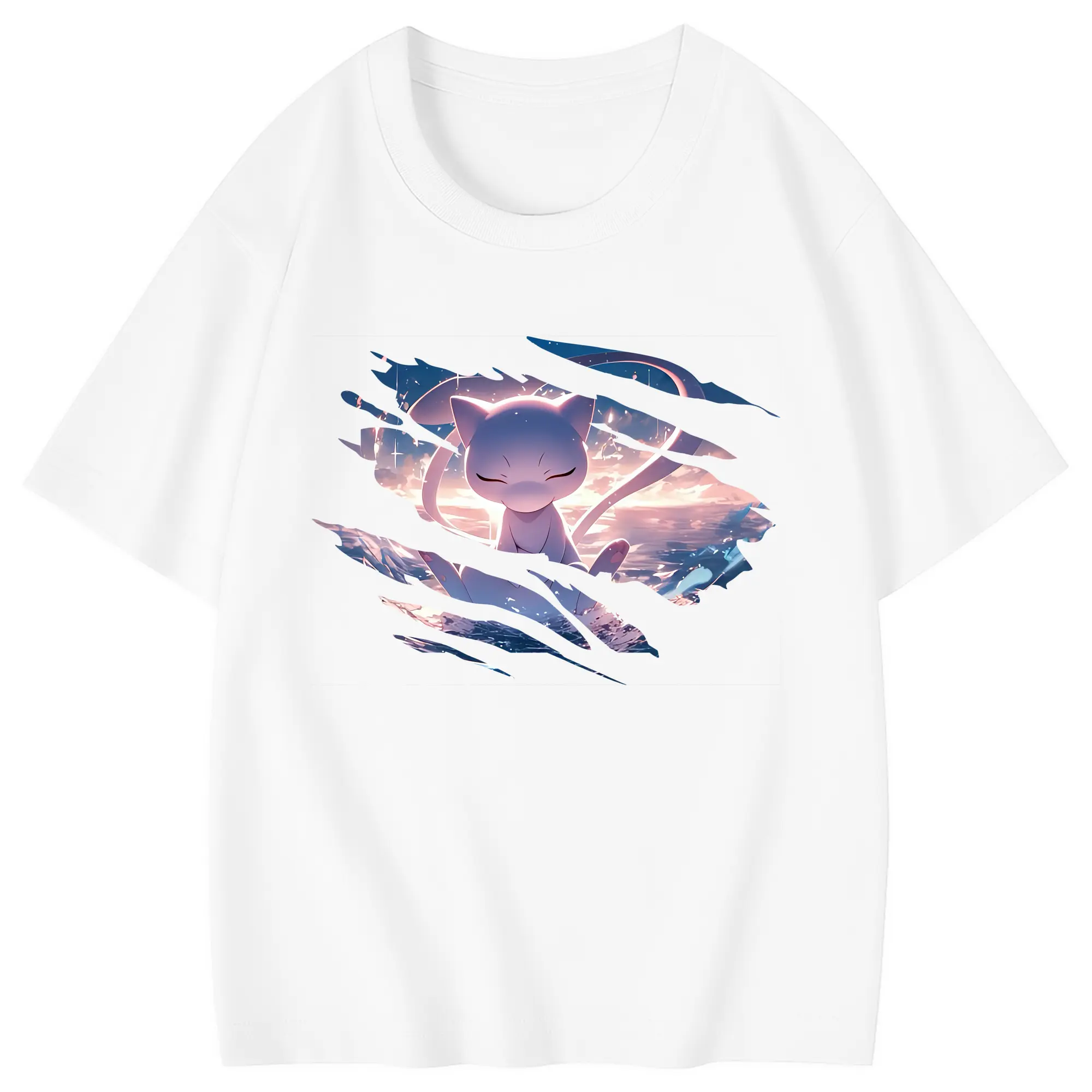 ポケモン グッズ,ミュウ - 綿100％ キッズTシャツ ・ フロントプリント ・ 快適 通気性 ・ スポーツ カジュアル 散歩用