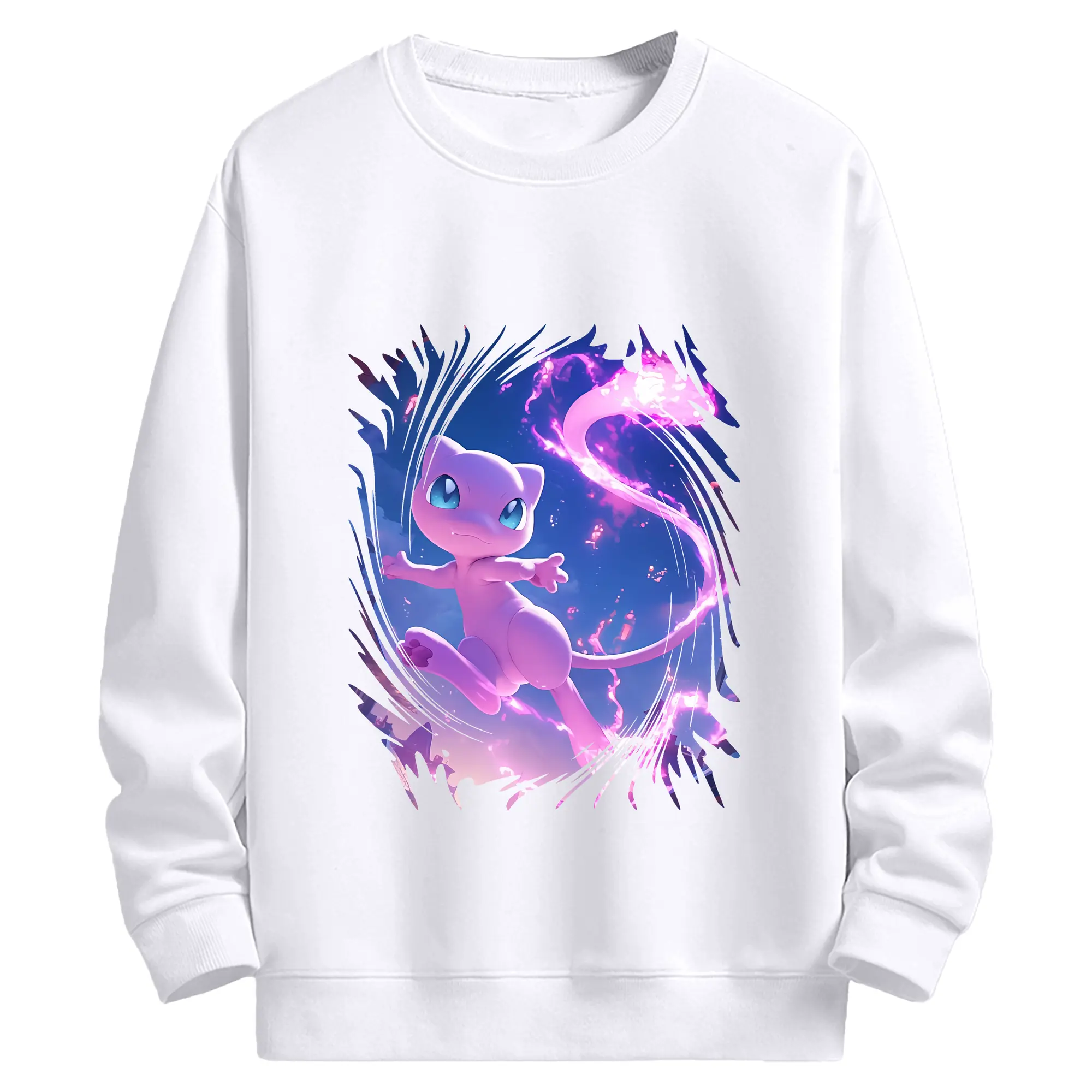 ポケモン グッズ,ミュウ - 高品質 クルーネック スウェット ・ コットン59％ ポリエステル41％ ・ ユニセックス 長袖 トレーナー ・ カジュアル デイリー スポーツ 散歩用