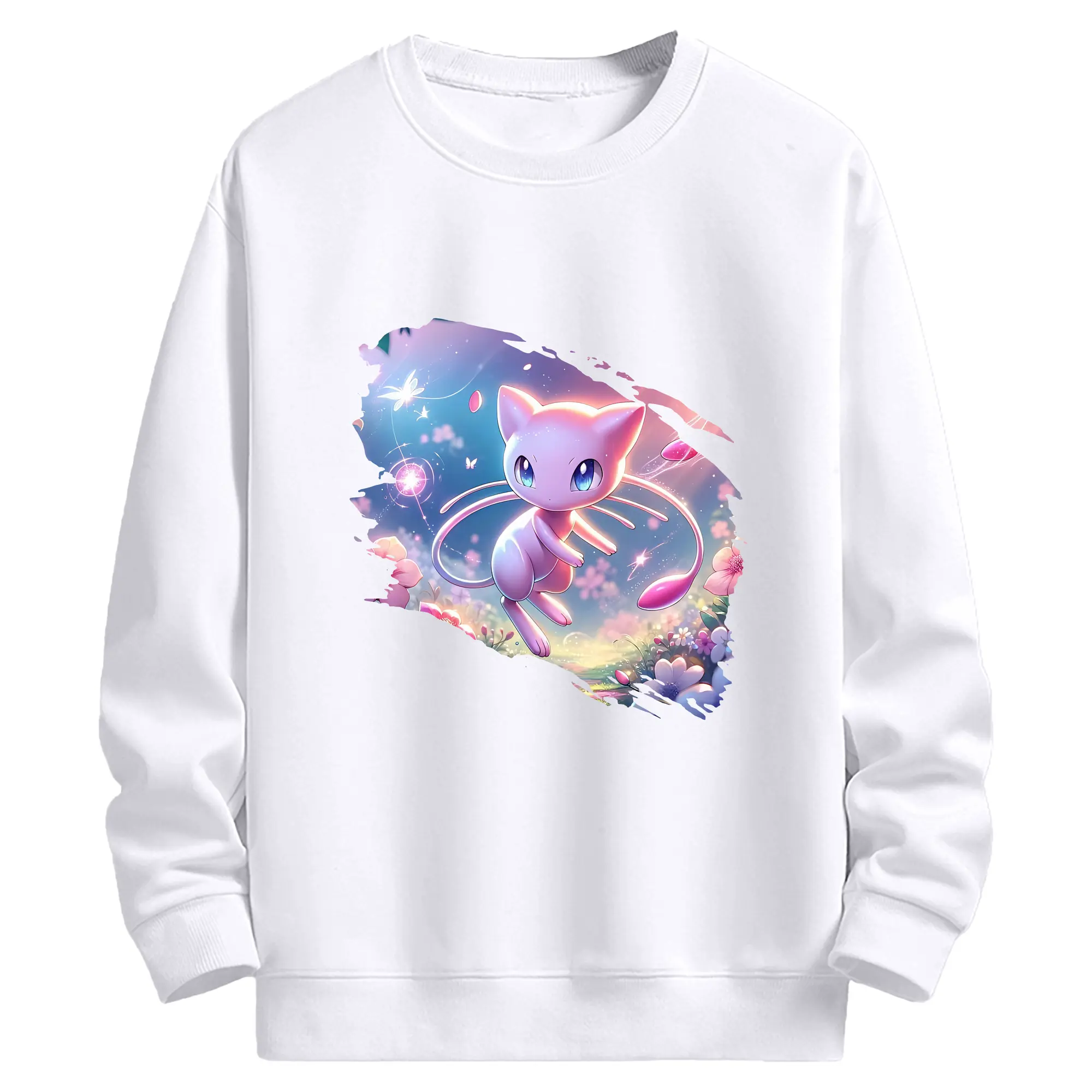 ポケモン グッズ,ミュウ - 高品質 クルーネック スウェット ・ コットン59％ ポリエステル41％ ・ ユニセックス 長袖 トレーナー ・ カジュアル デイリー スポーツ 散歩用