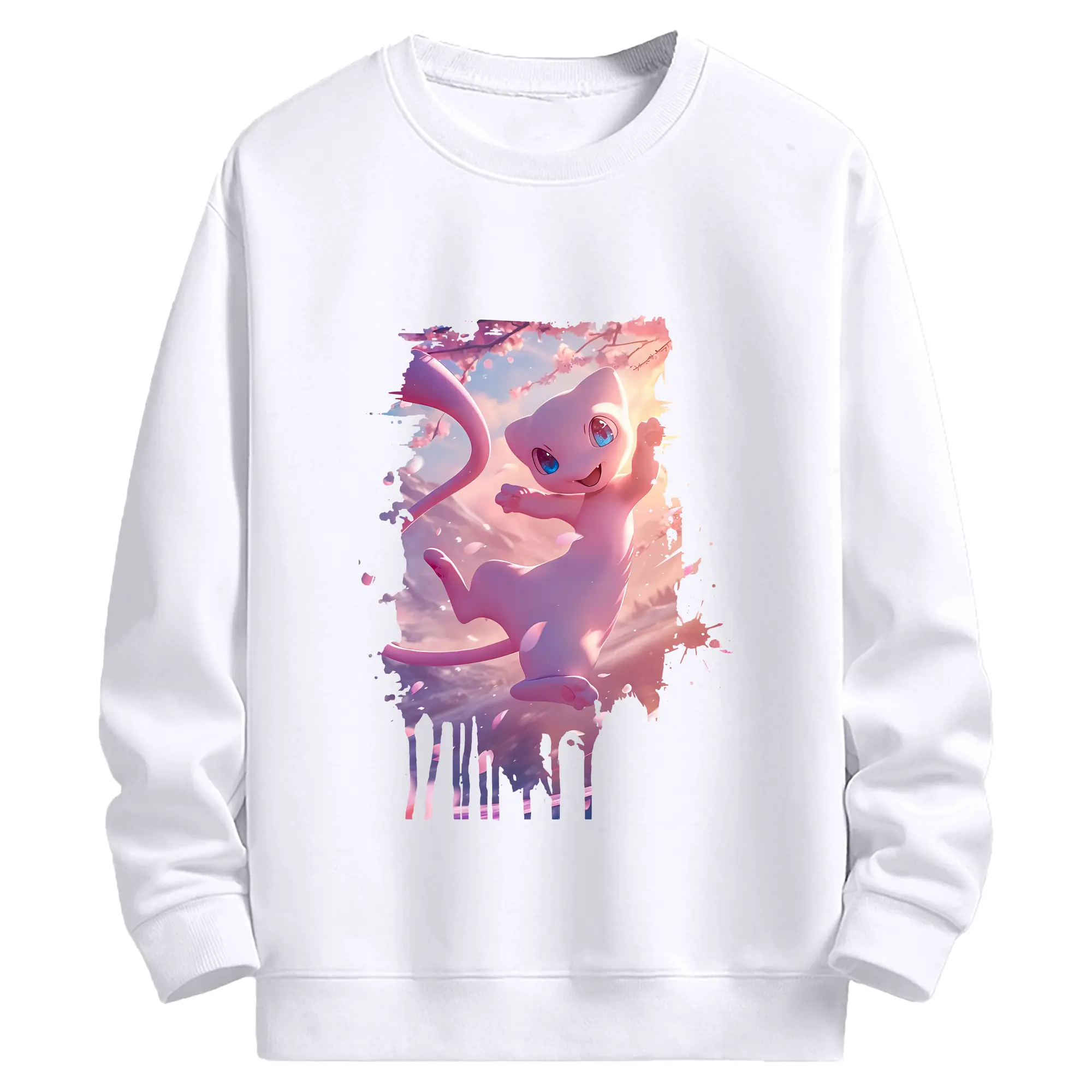 ポケモン グッズ,ミュウ - 高品質 クルーネック スウェット ・ コットン59％ ポリエステル41％ ・ ユニセックス 長袖 トレーナー ・ カジュアル デイリー スポーツ 散歩用