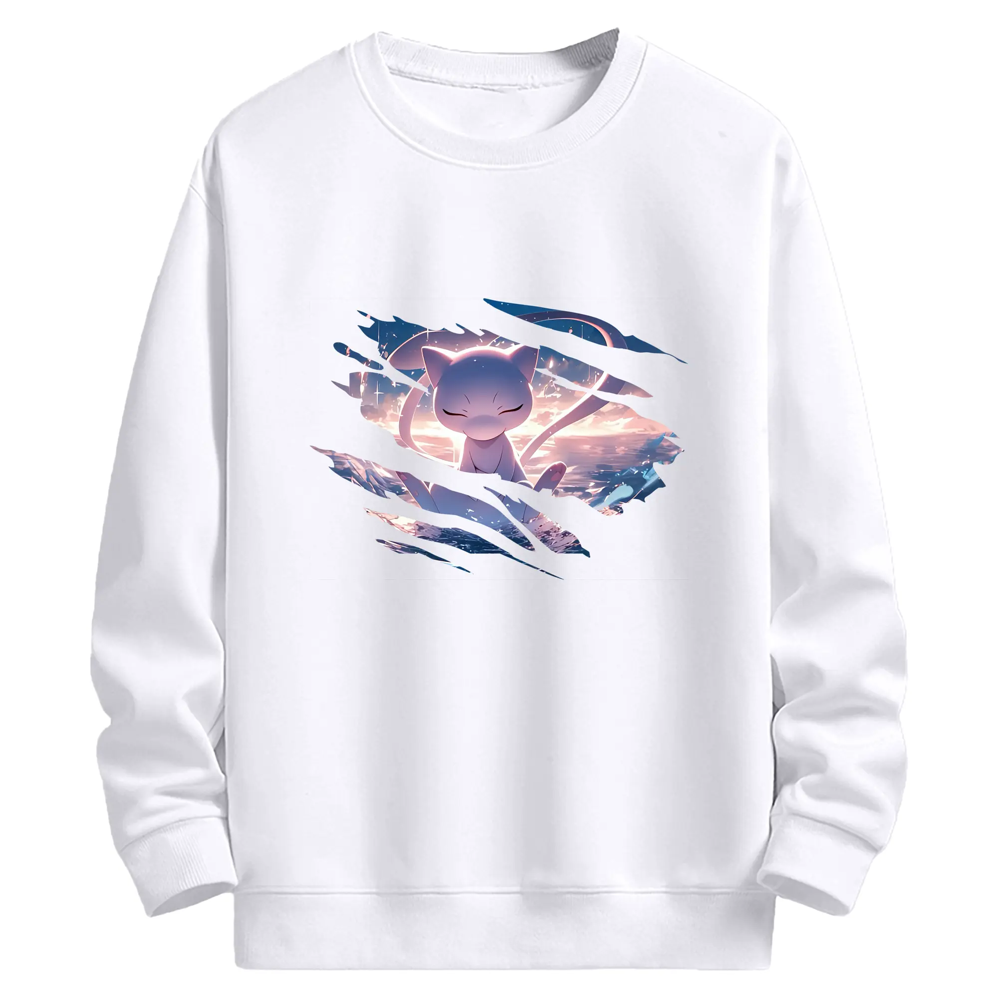 ポケモン グッズ,ミュウ - 高品質 クルーネック スウェット ・ コットン59％ ポリエステル41％ ・ ユニセックス 長袖 トレーナー ・ カジュアル デイリー スポーツ 散歩用