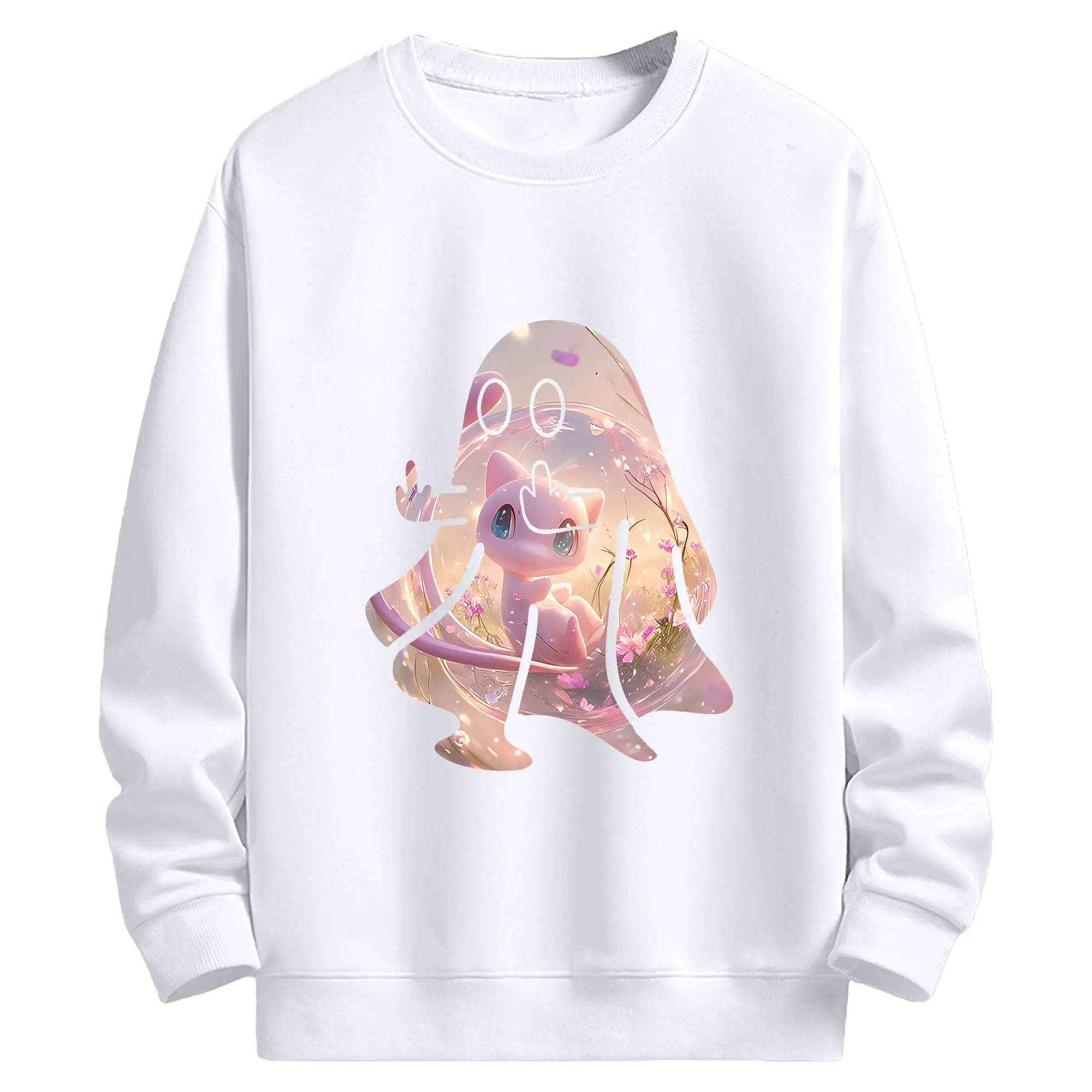 ポケモン グッズ,ミュウ - 高品質 クルーネック スウェット ・ コットン59％ ポリエステル41％ ・ ユニセックス 長袖 トレーナー ・ カジュアル デイリー スポーツ 散歩用