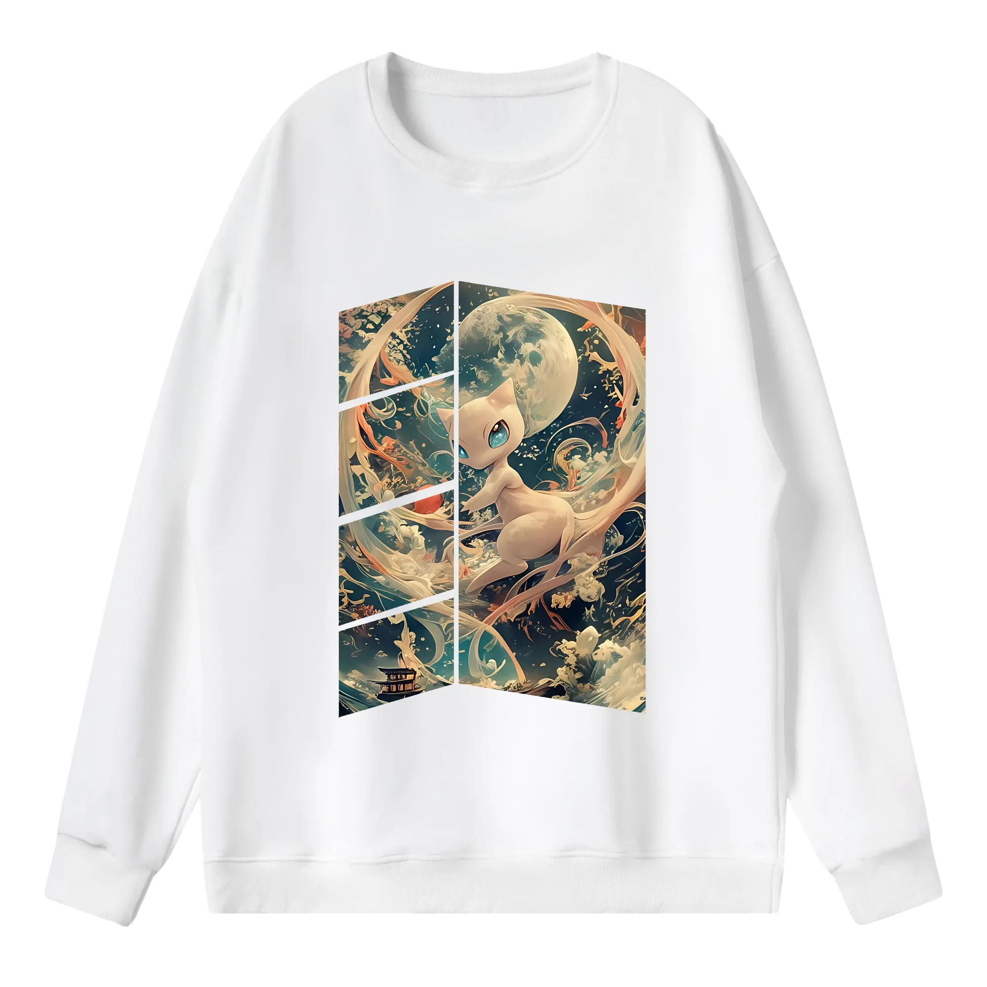 ポケモン グッズ,ミュウ - 薄手 クルーネック スウェット 裏毛260g · ポリエステル 春秋向け カジュアル 男女兼用 · トレーナー デイリー スポーツ 散歩に最適