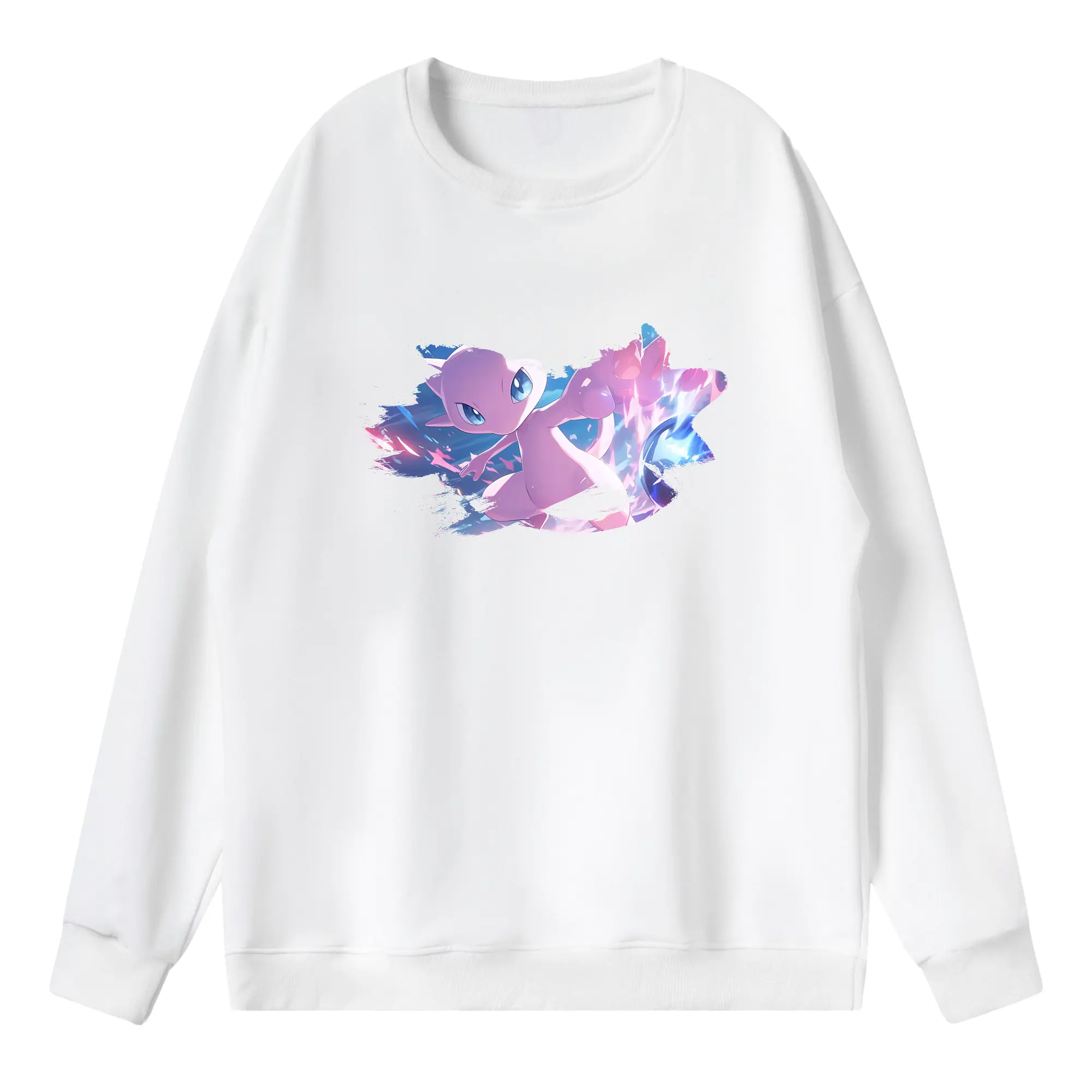 ポケモン グッズ,ミュウ - 薄手 クルーネック スウェット 裏毛260g · ポリエステル 春秋向け カジュアル 男女兼用 · トレーナー デイリー スポーツ 散歩に最適