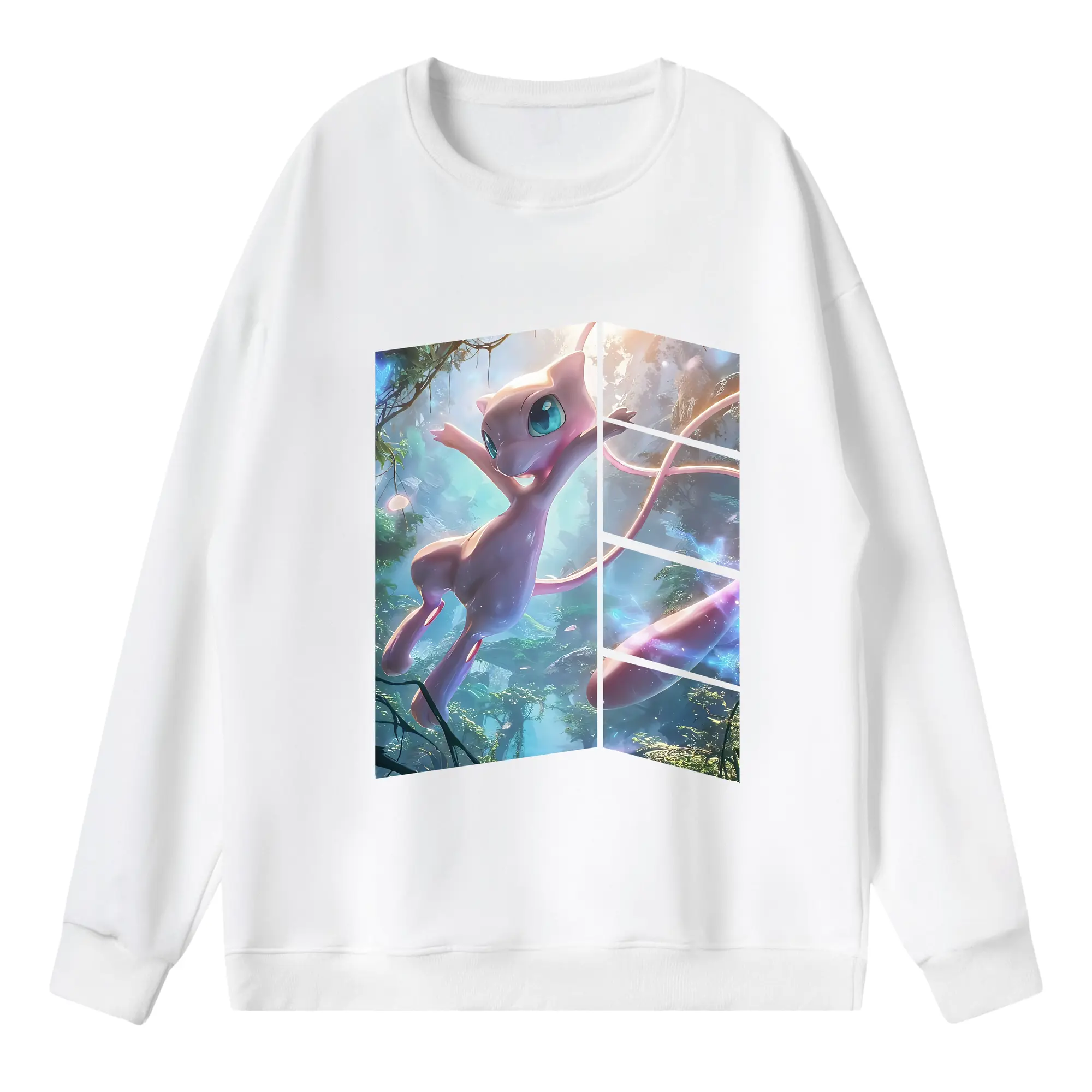 ポケモン グッズ,ミュウ - 薄手 クルーネック スウェット 裏毛260g · ポリエステル 春秋向け カジュアル 男女兼用 · トレーナー デイリー スポーツ 散歩に最適