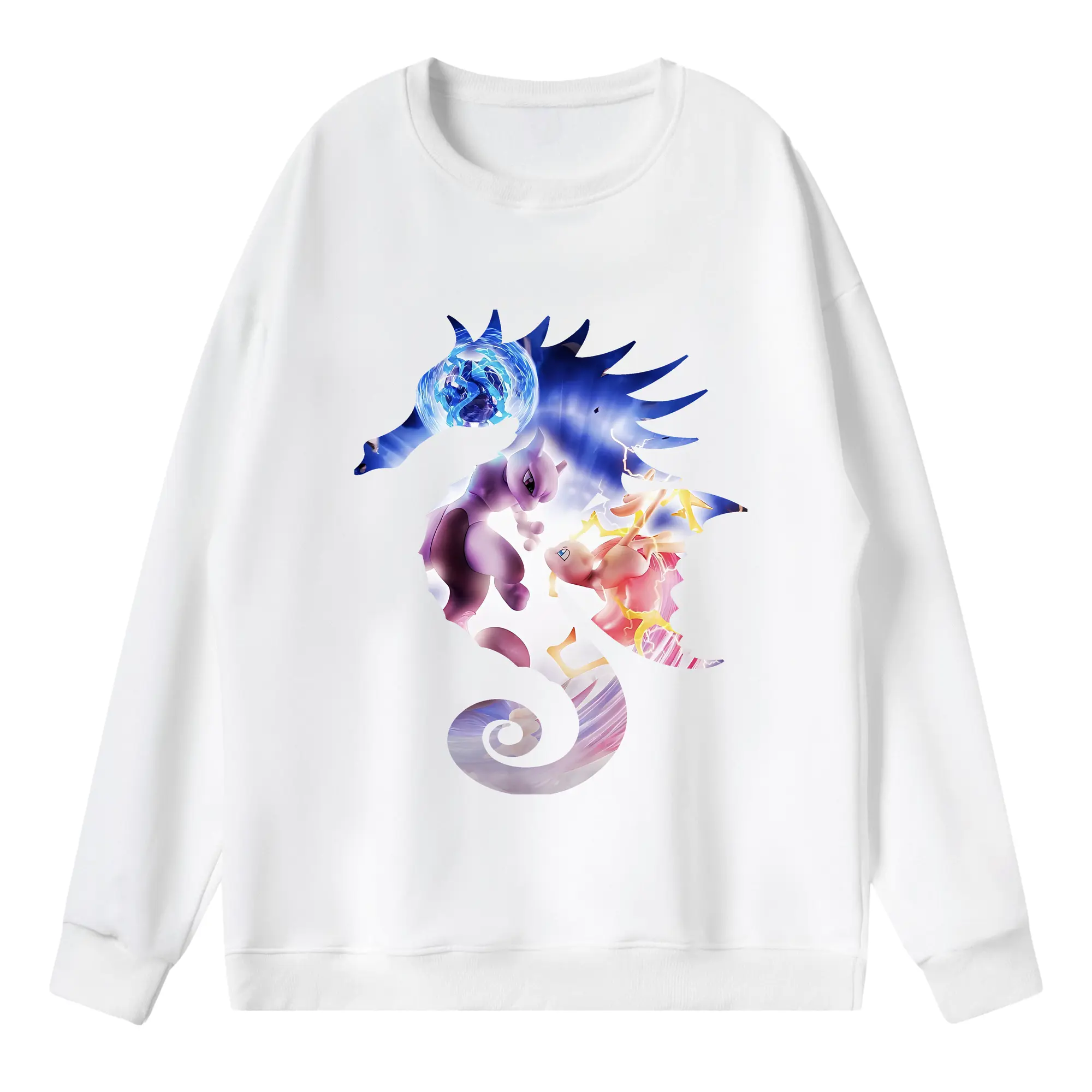 ポケモン グッズ,ミュウ - 薄手 クルーネック スウェット 裏毛260g · ポリエステル 春秋向け カジュアル 男女兼用 · トレーナー デイリー スポーツ 散歩に最適