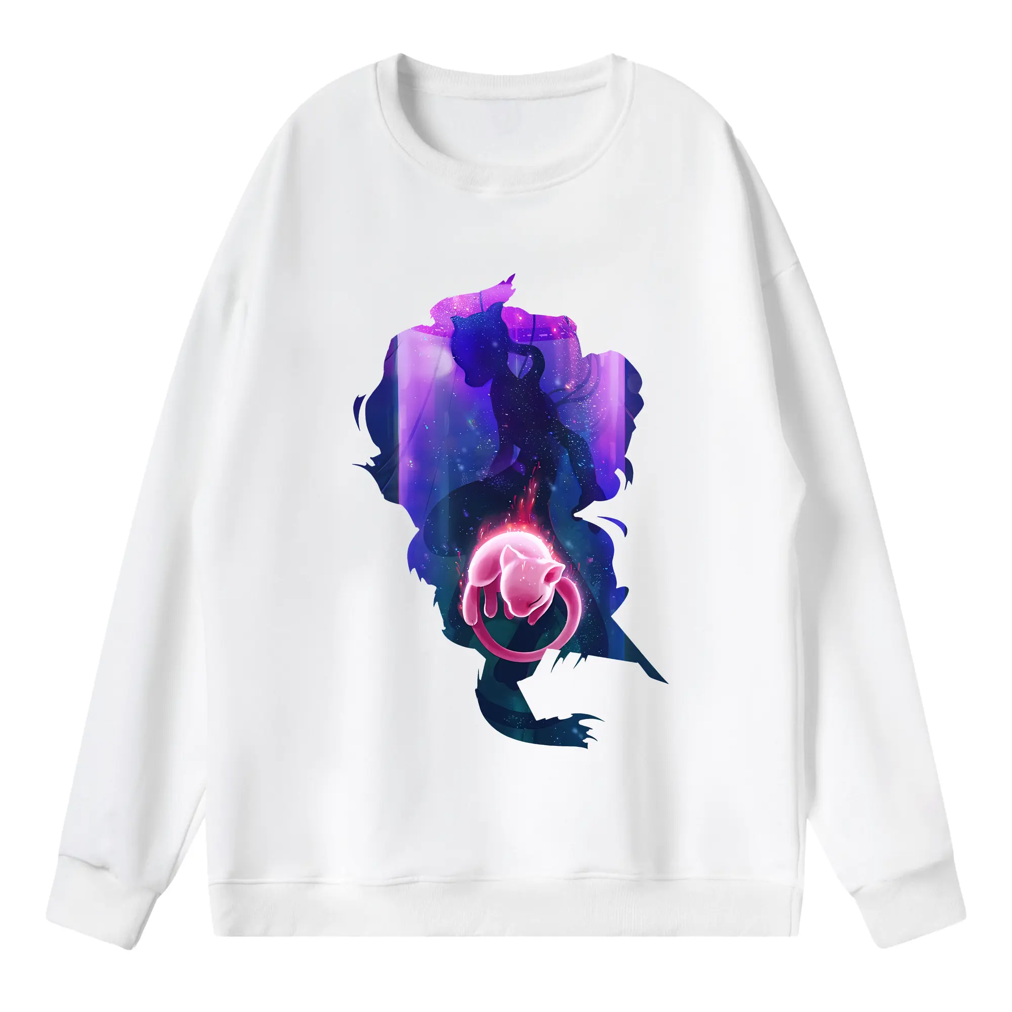 ポケモン グッズ,ミュウ - 薄手 クルーネック スウェット 裏毛260g · ポリエステル 春秋向け カジュアル 男女兼用 · トレーナー デイリー スポーツ 散歩に最適