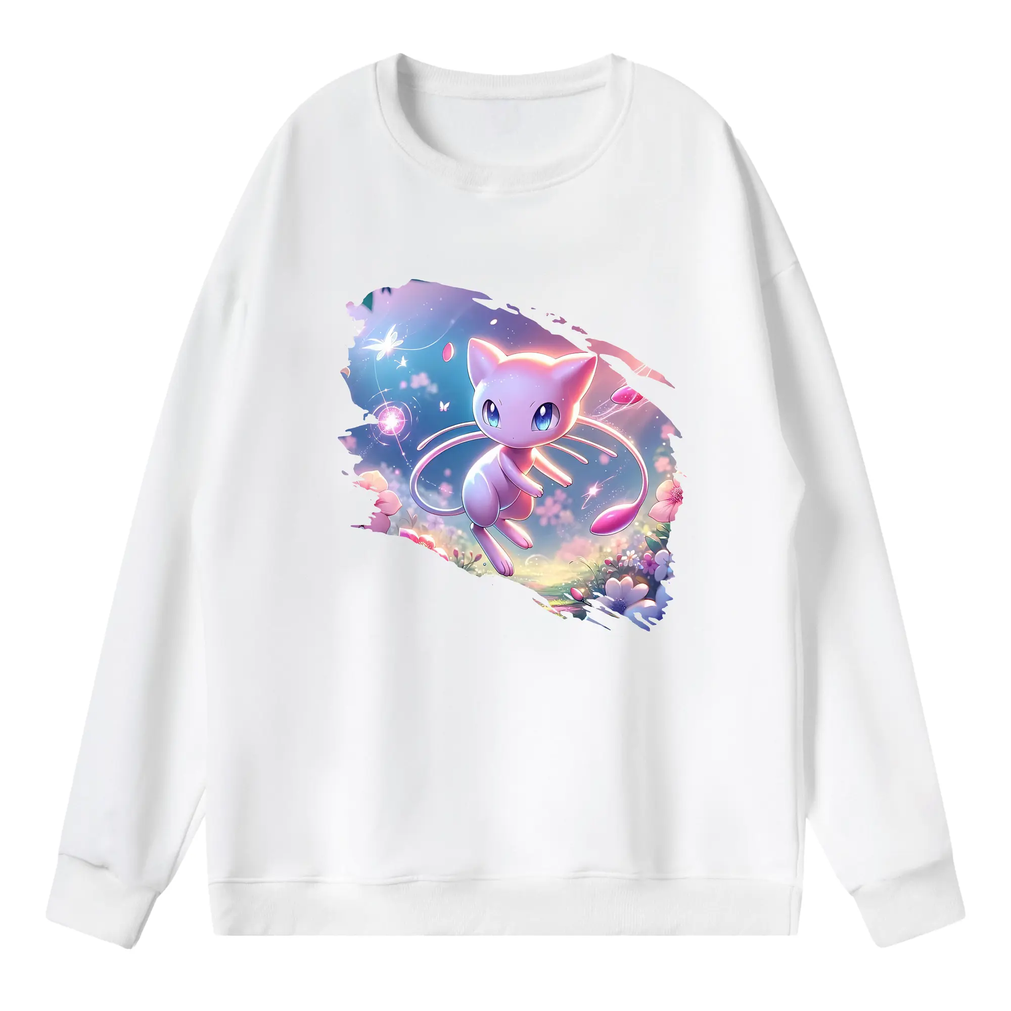 ポケモン グッズ,ミュウ - 薄手 クルーネック スウェット 裏毛260g · ポリエステル 春秋向け カジュアル 男女兼用 · トレーナー デイリー スポーツ 散歩に最適